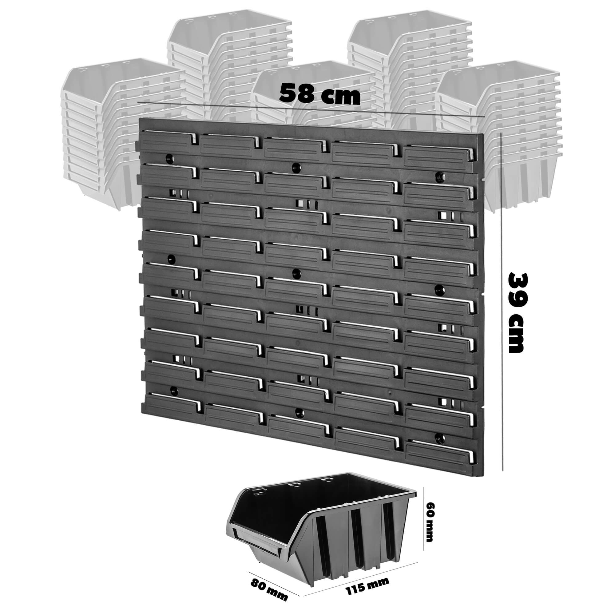 Tablica warsztatowa Lokke 35 elementów 58 x 39 cm, czarna
