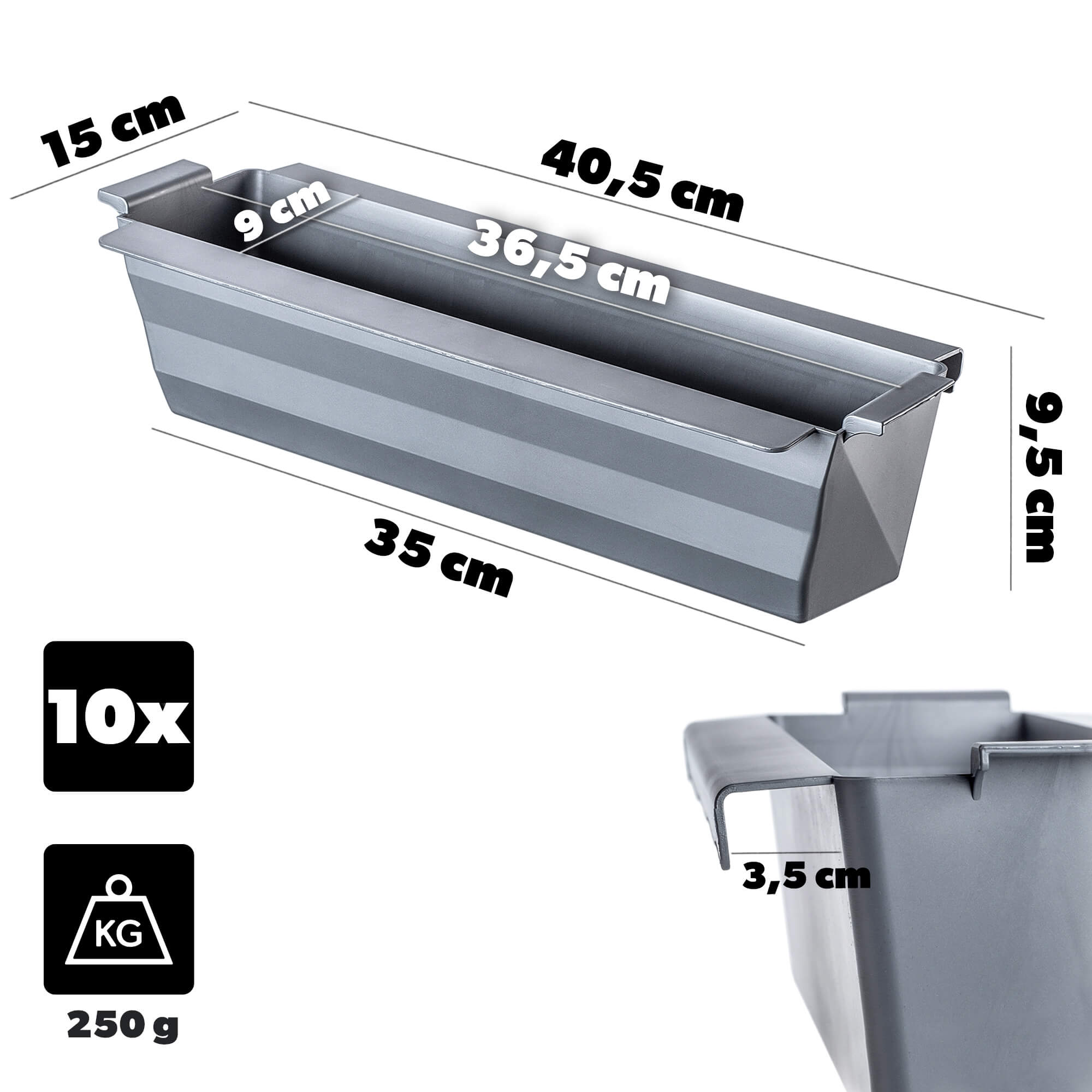 Doniczka do europalet Veere 40.5 cm srebrna 10 szt.