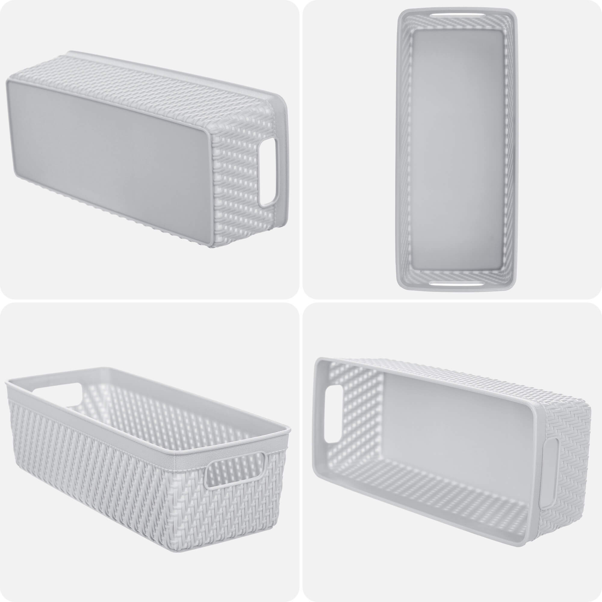 Koszyk prostokątny Lioni 24.5 x 10 x 7 cm jasny szary