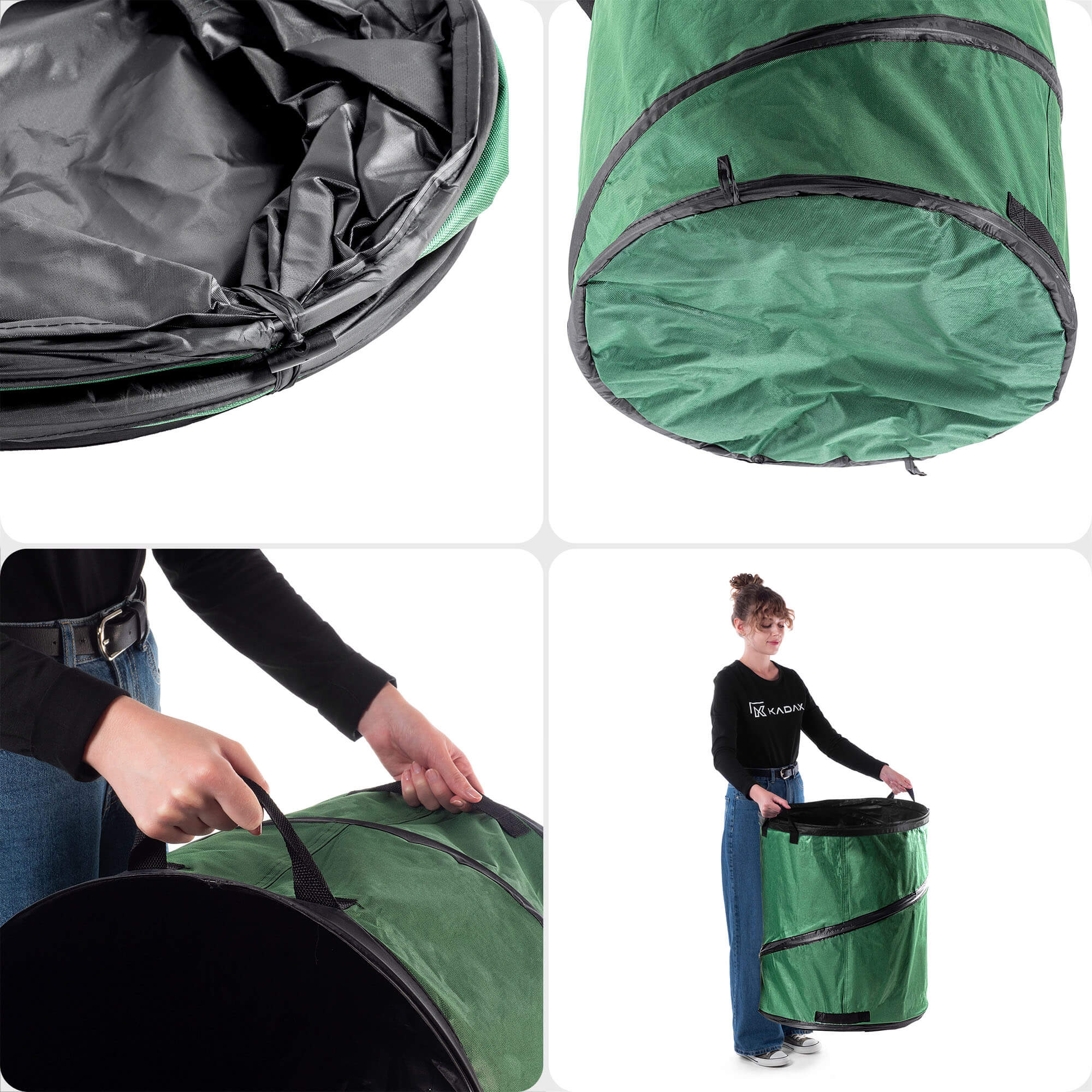 Składany kosz ogrodowy Vermenton 175L zielony