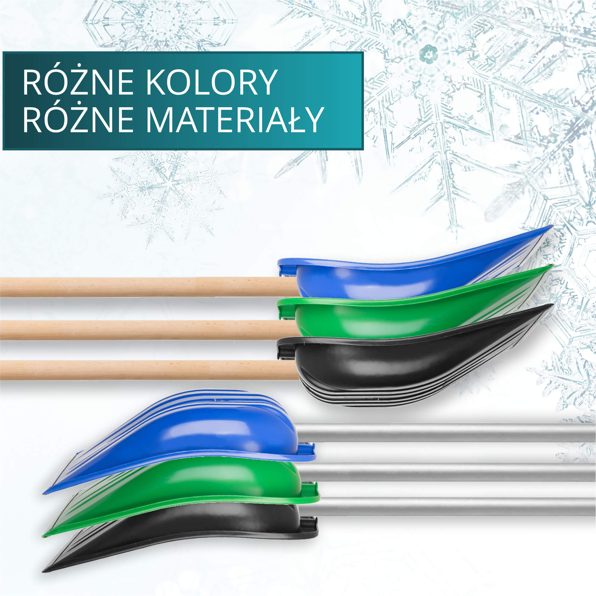 Łopata do śniegu 132 cm, zielona drewniany trzonek