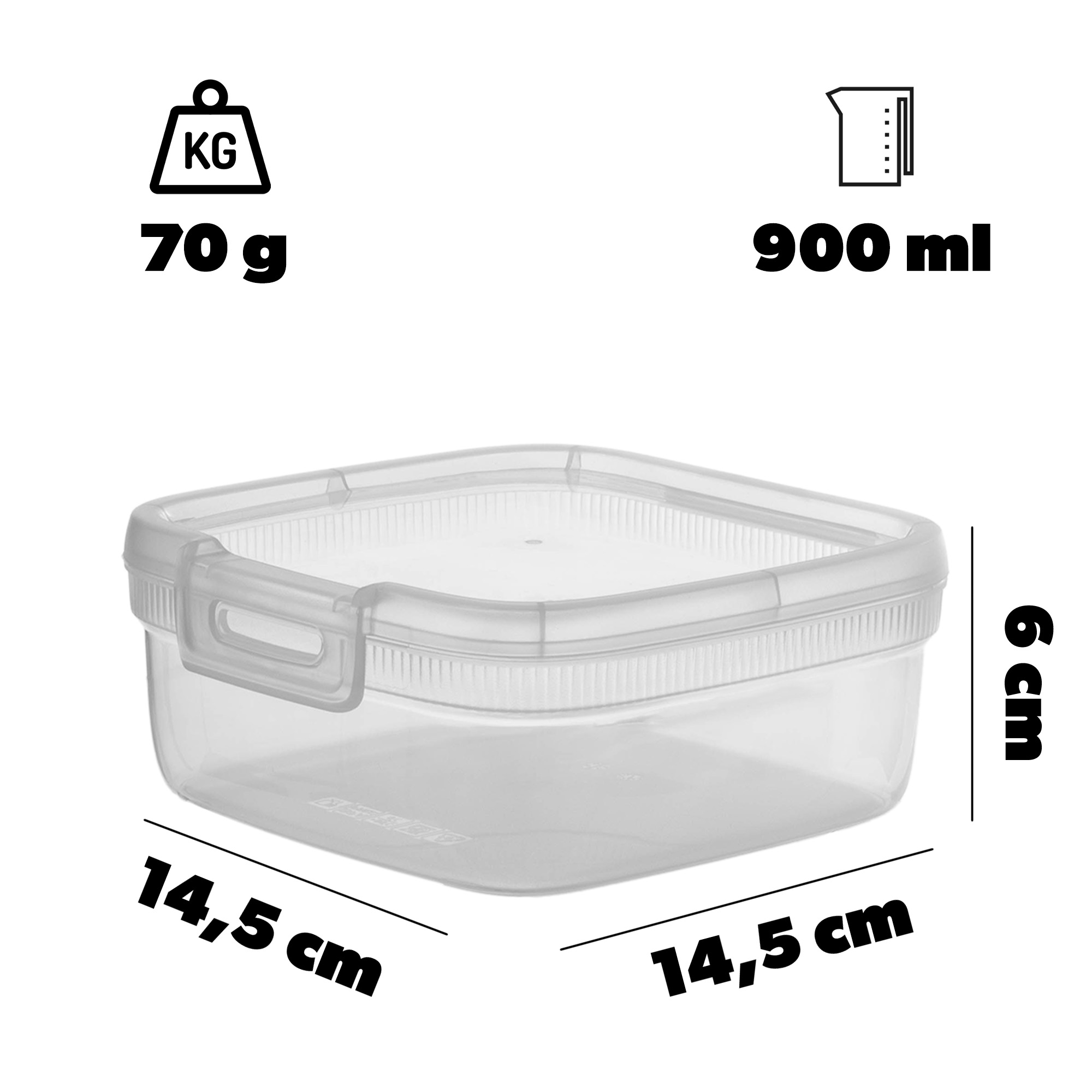 Pojemnik na żywność kwadratowy Curver Snap Box 0,9L
