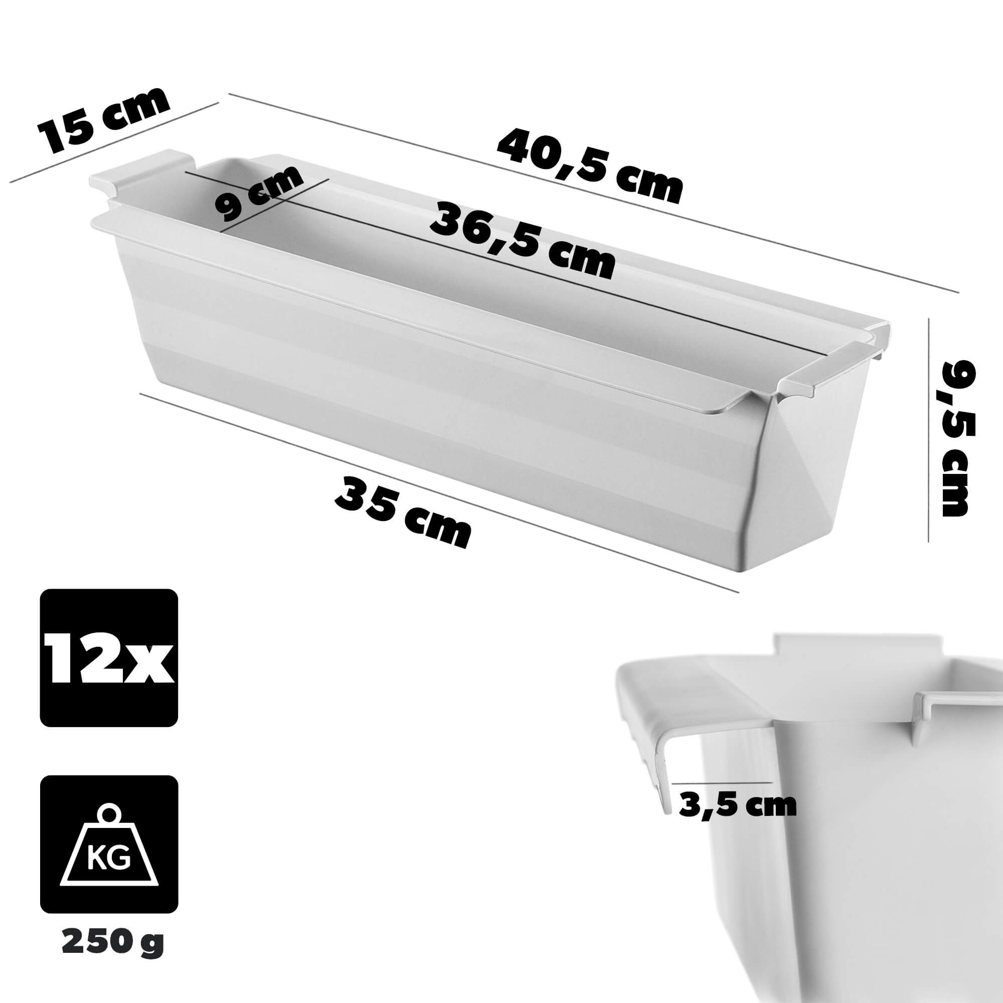 Doniczka do europalet Veere 40.5 cm biała 12 szt.