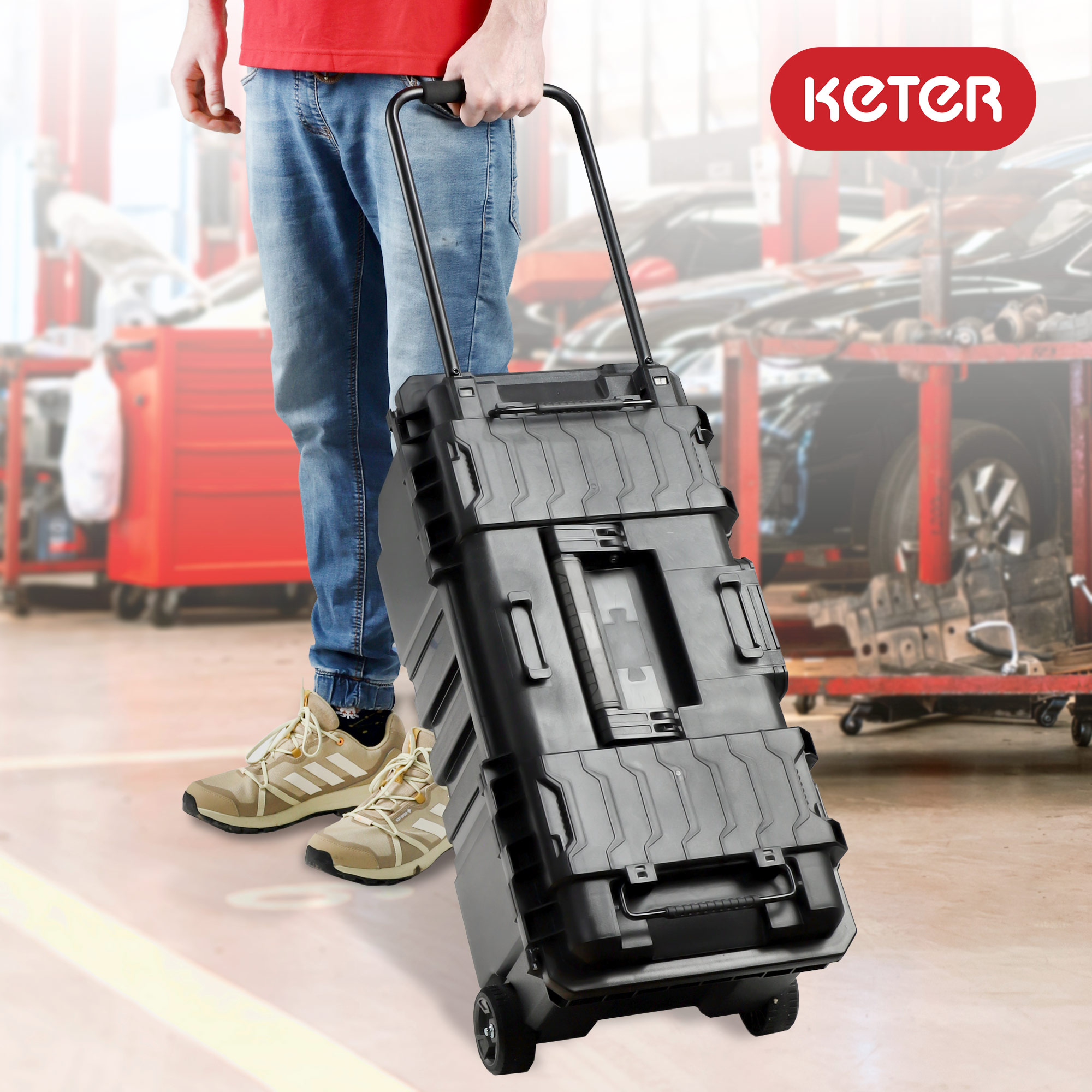 Skrzynka narzędziowa na kółkach Keter Gear czarna