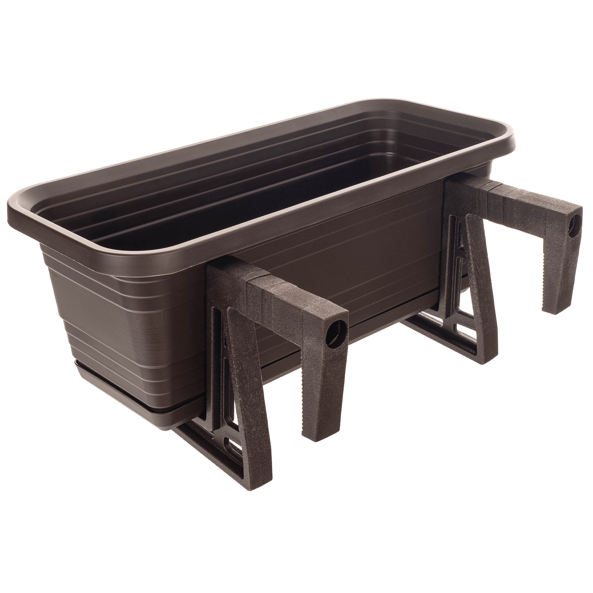 Skrzynka balkonowa z podstawką i uchwytami Paulin 40cm mokka