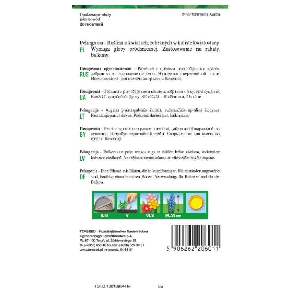 Pelargonia - Pelargonium czerwona F2 nasiona 10 szt.