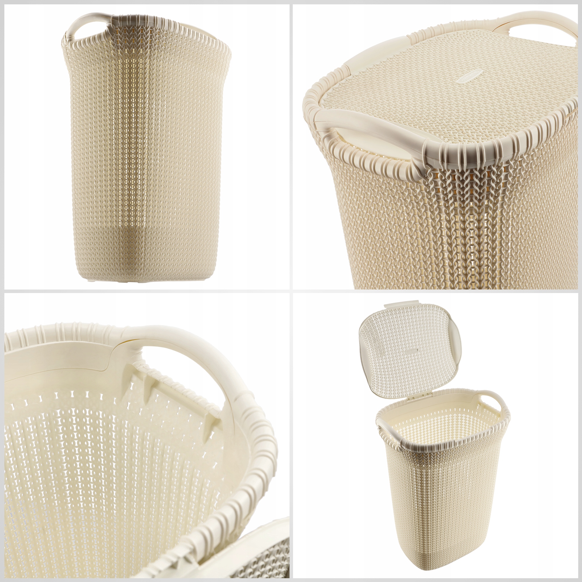 Kosz z pokrywą Curver Knit 57L kremowy