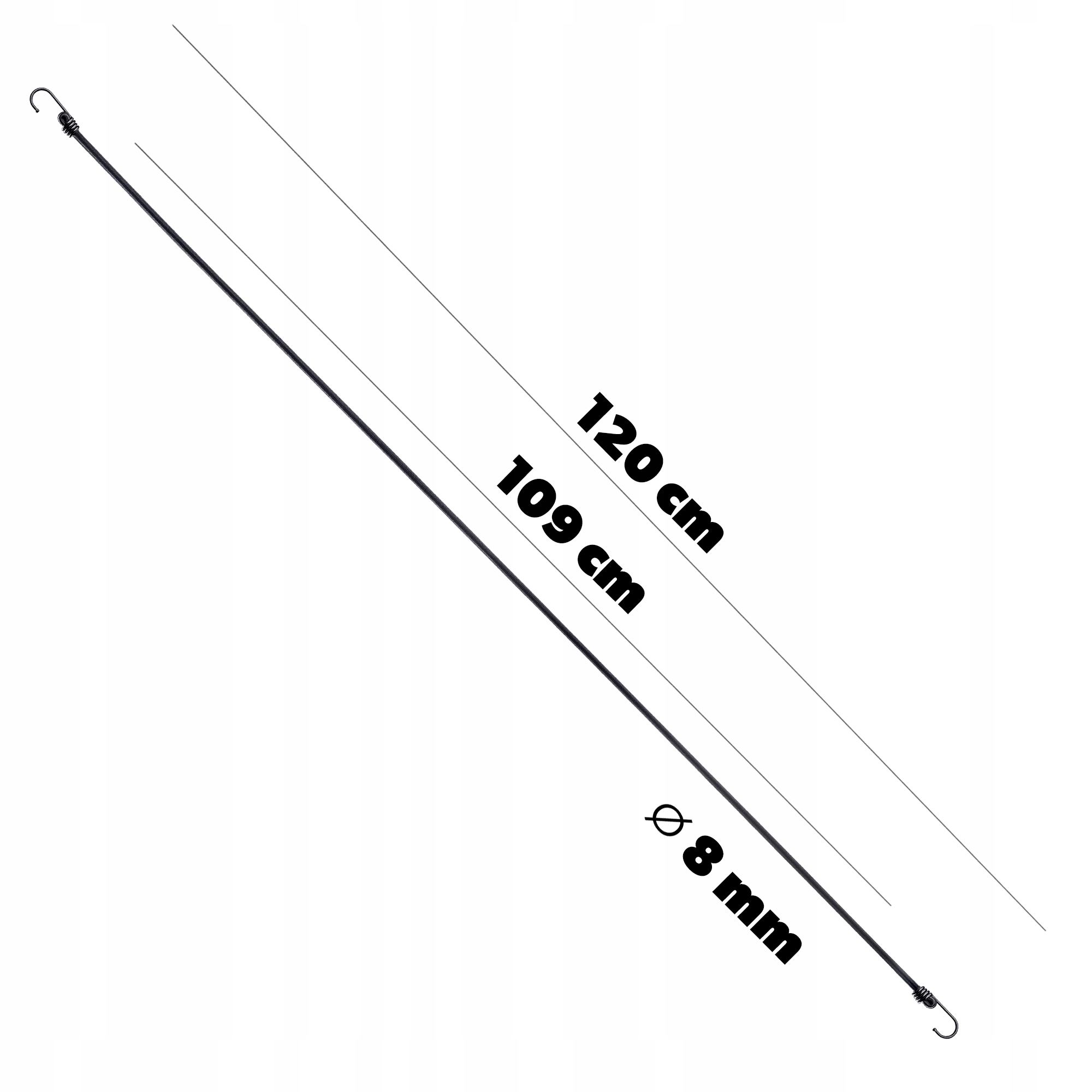Guma elastyczna z hakiem 120 cm, czarna
