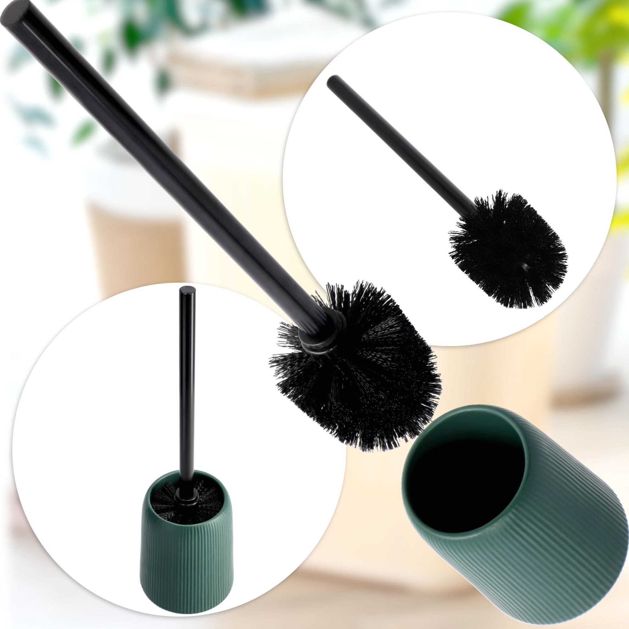 Zestaw łazienkowy Mataro szczotka do WC + dozownik na mydło, zielony