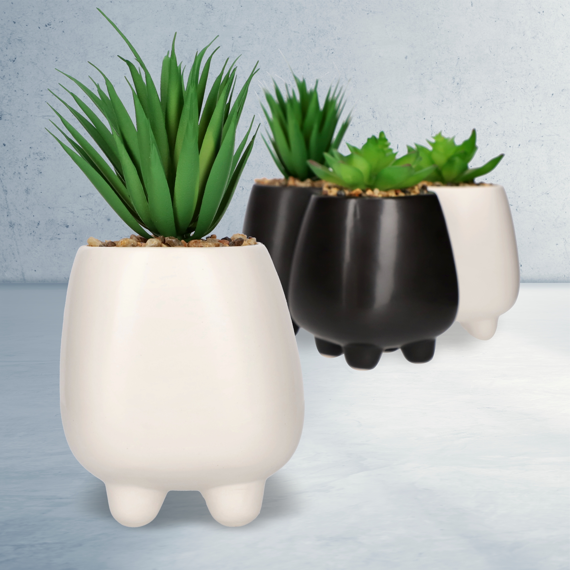 Sztuczny sukulent, 10,5 cm, biały