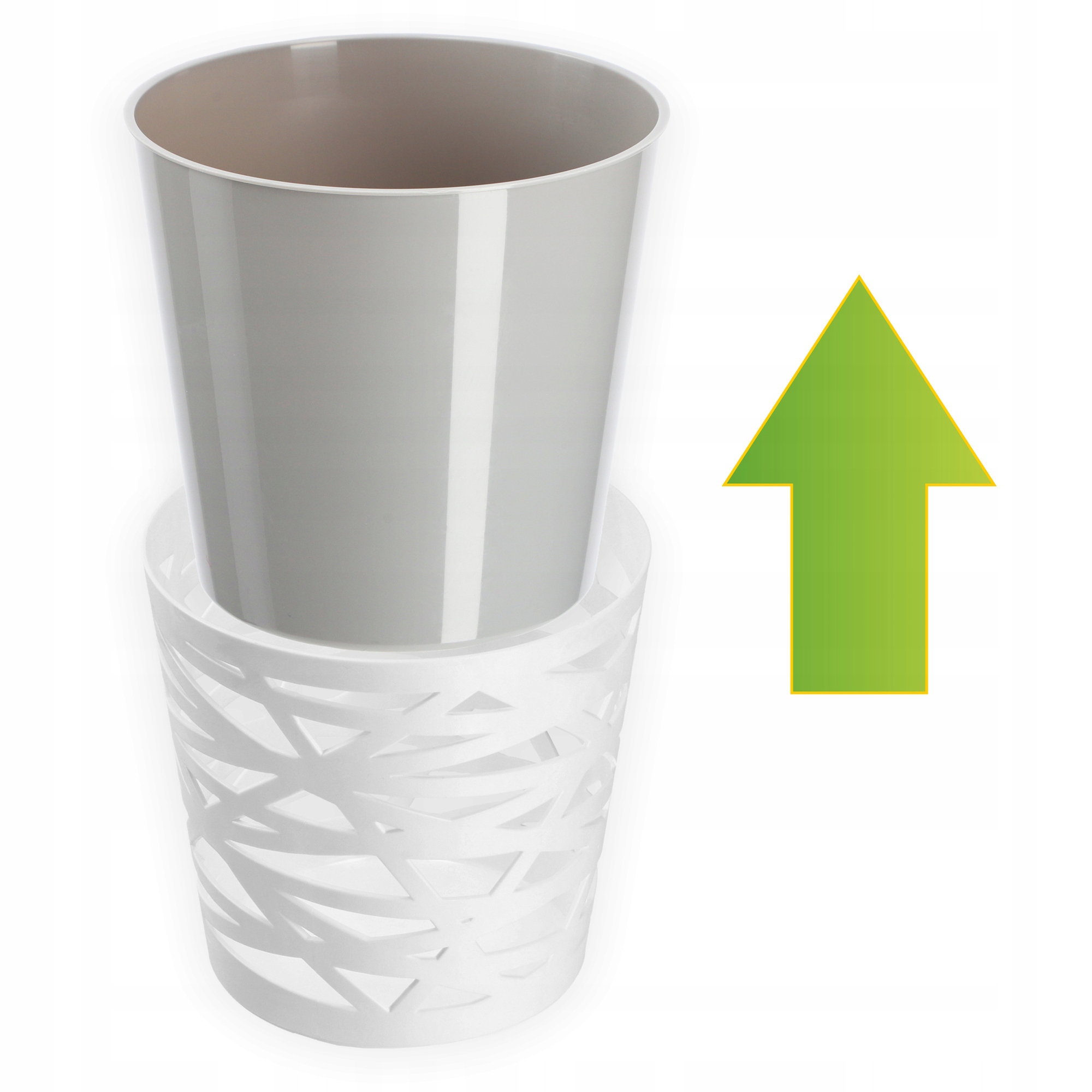 Doniczka z wkładem Rusio 17 cm, szara