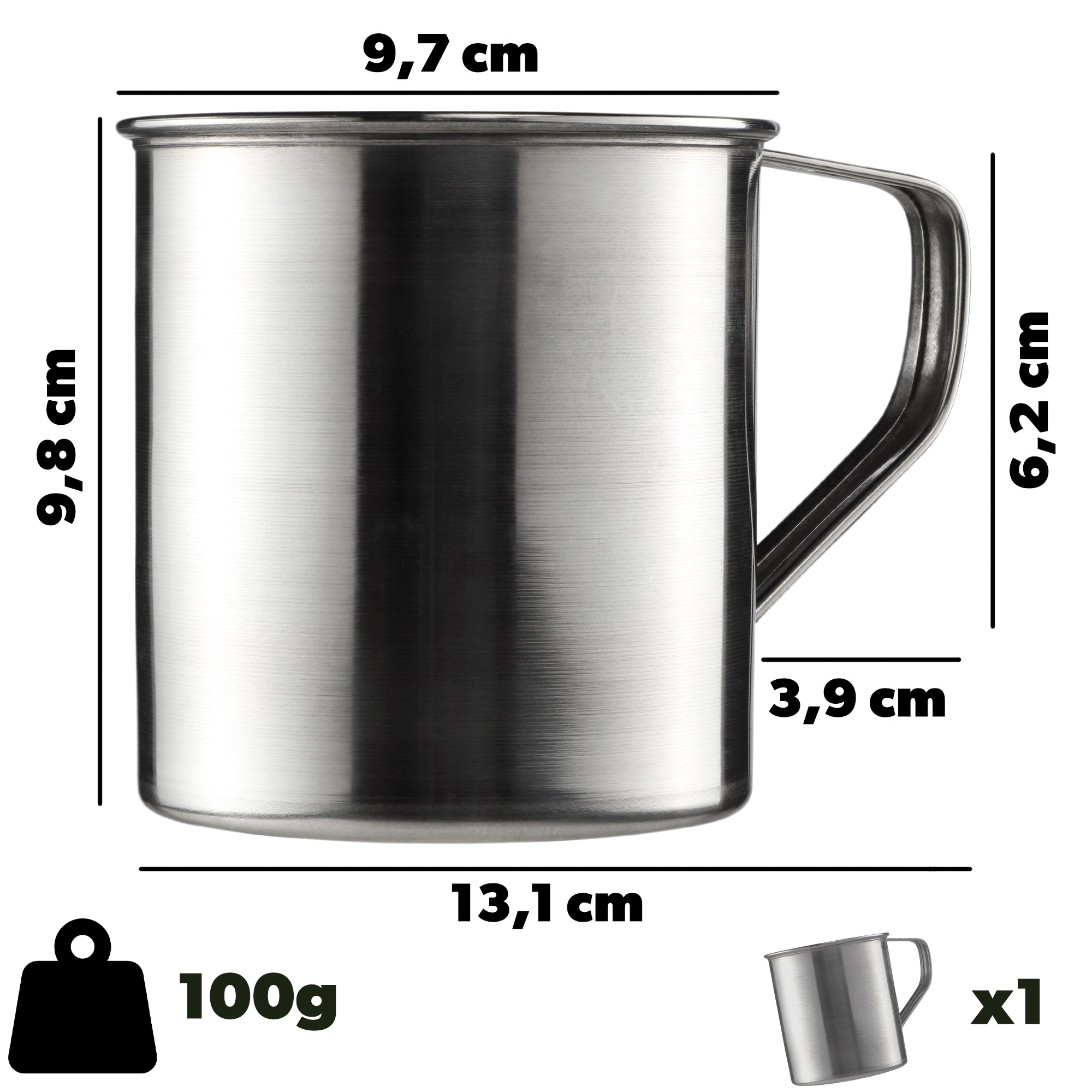 Kubek ze stali nierdzewnej Furlo 10 cm, srebrny