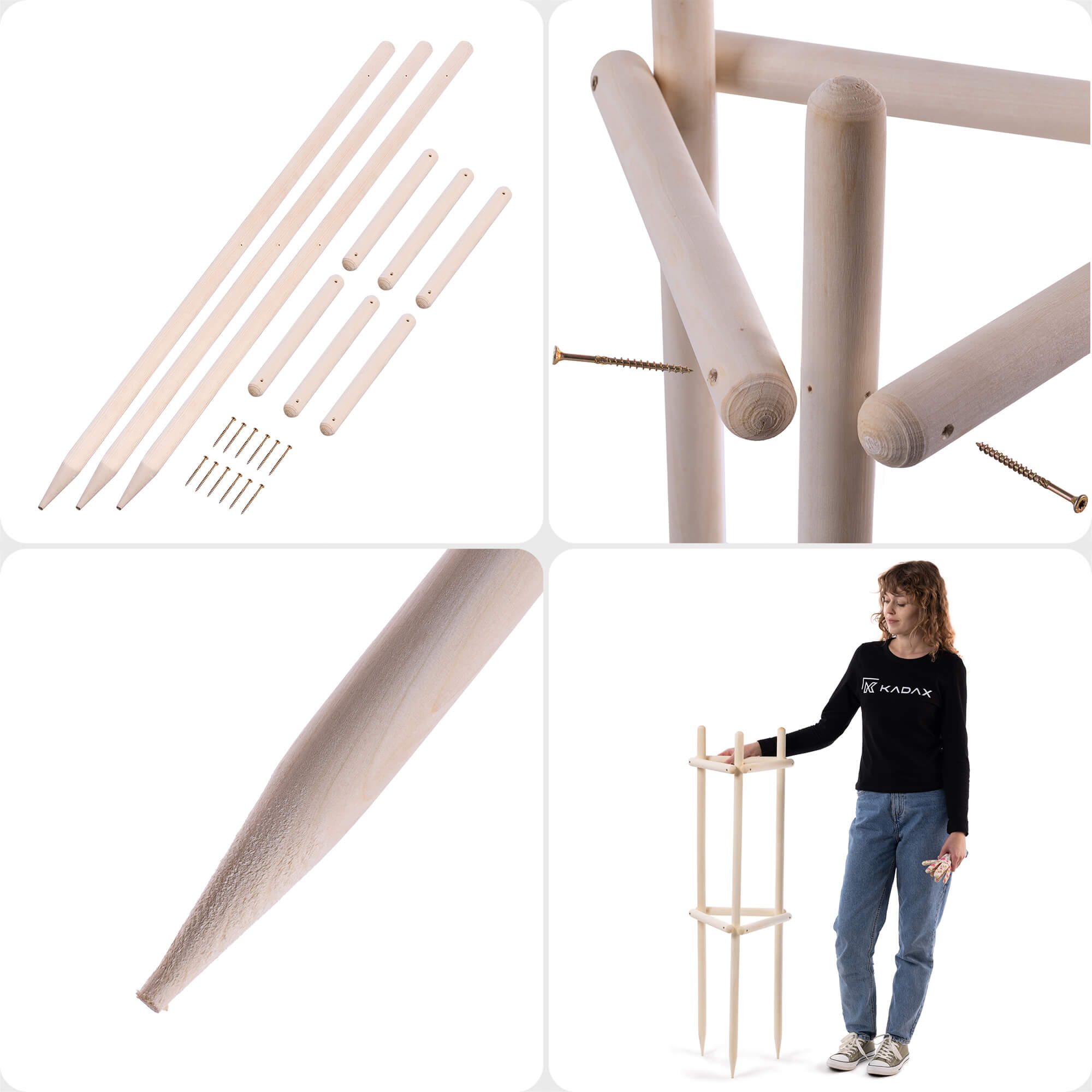 Podpora ogrodowa trójnóg Redon 110 cm drewniana naturalna