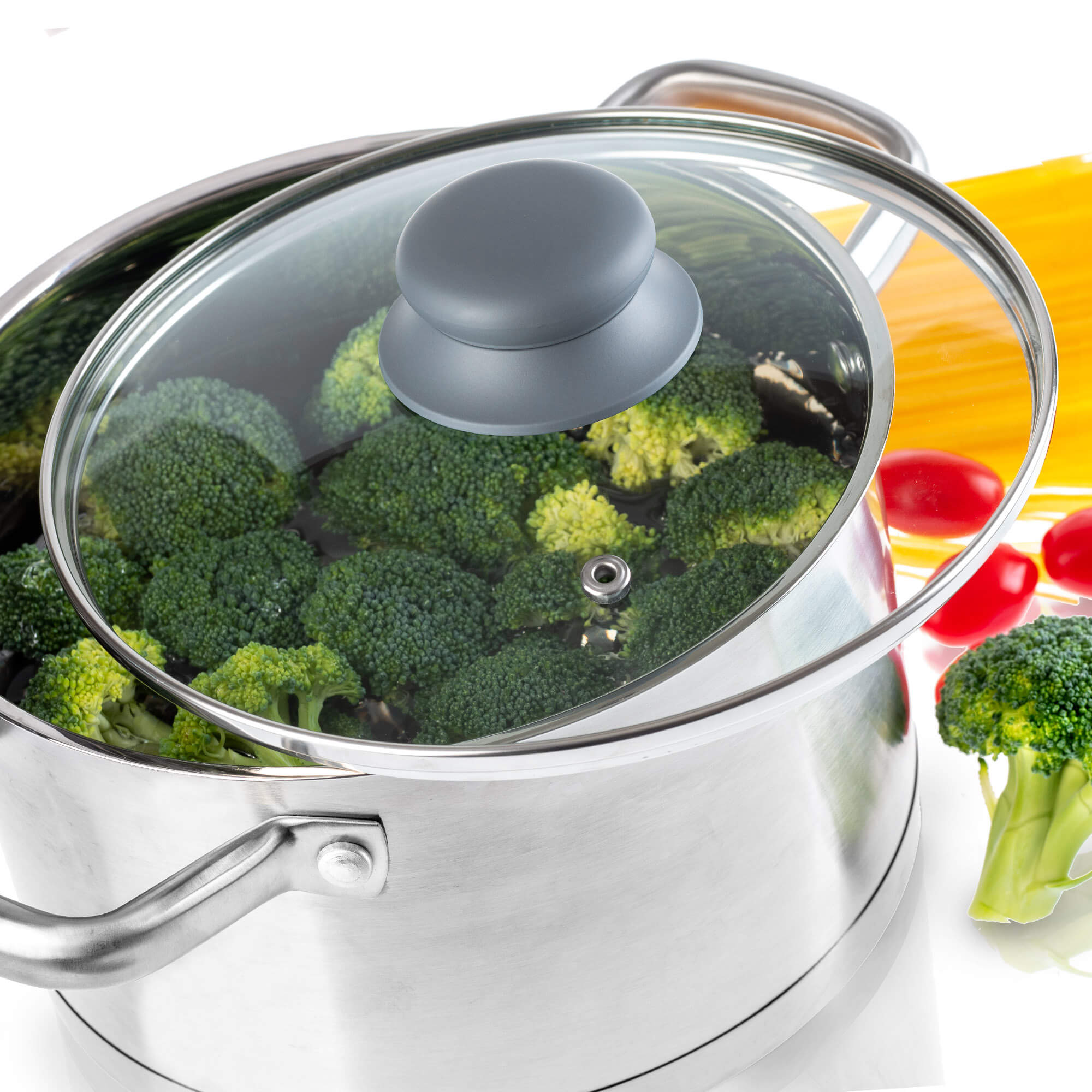 Pokrywa Tolfa z szarym sylikonowym uchwytem, 18 cm