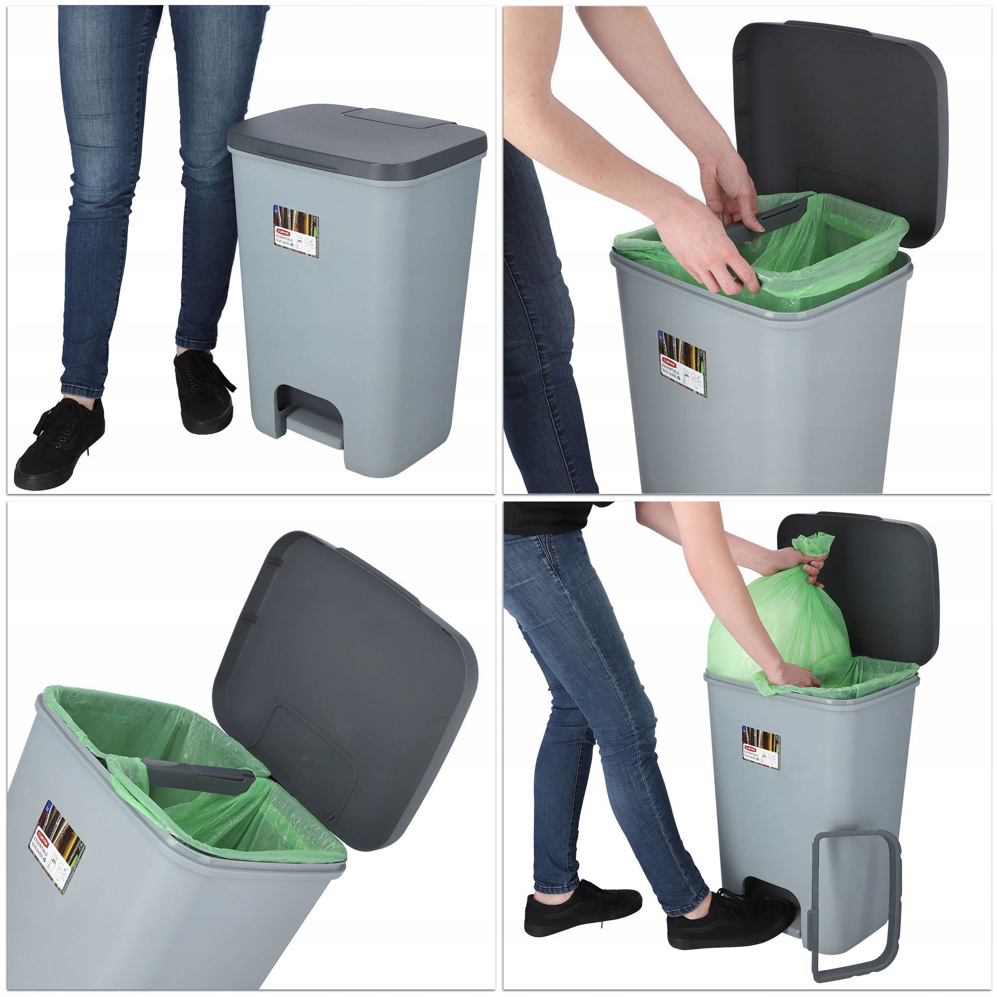 Kosz na śmieci do segregacji Curver Duo 40L, szary