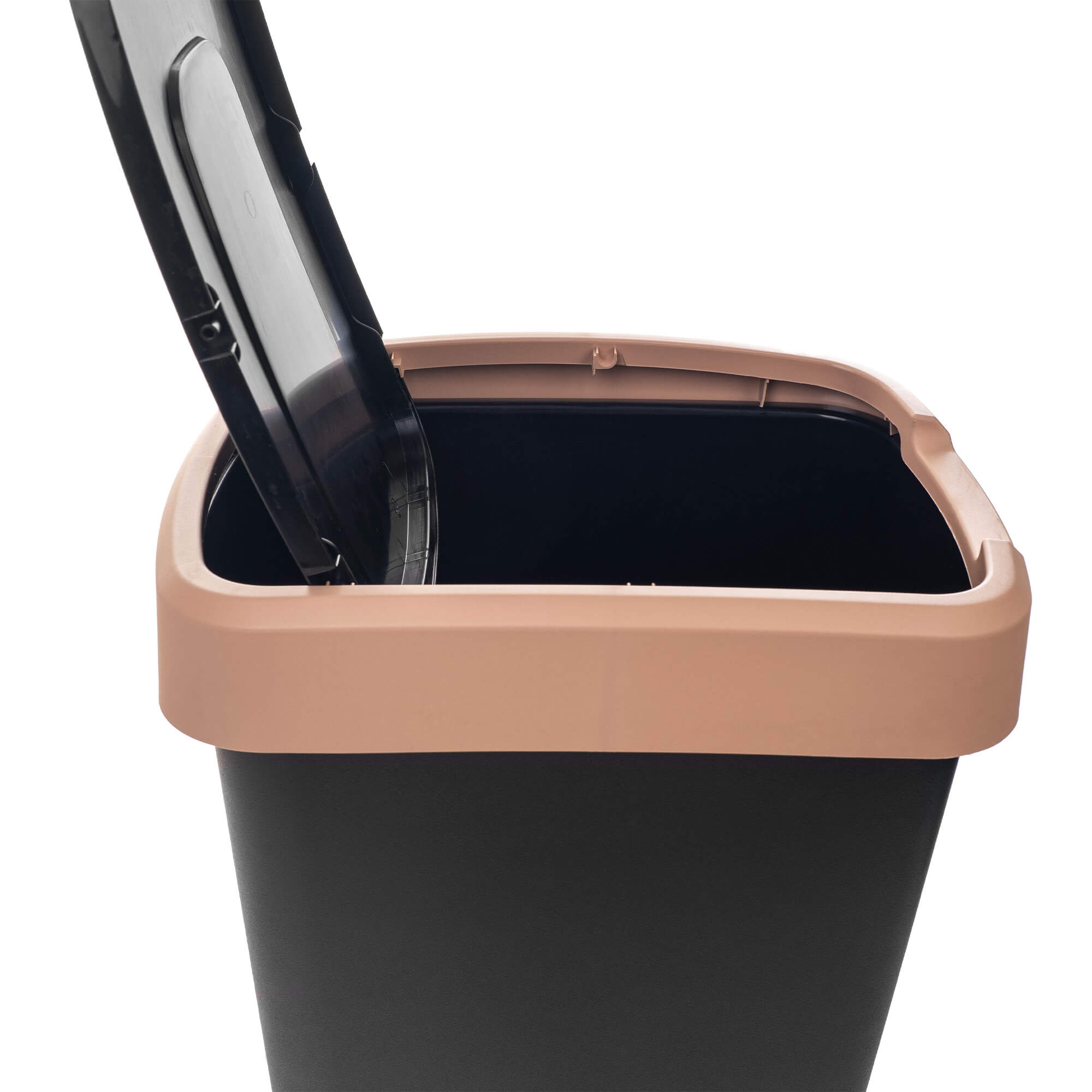 Kosz na śmieci Morin 25L z klapą obrotową czarno-brązowy