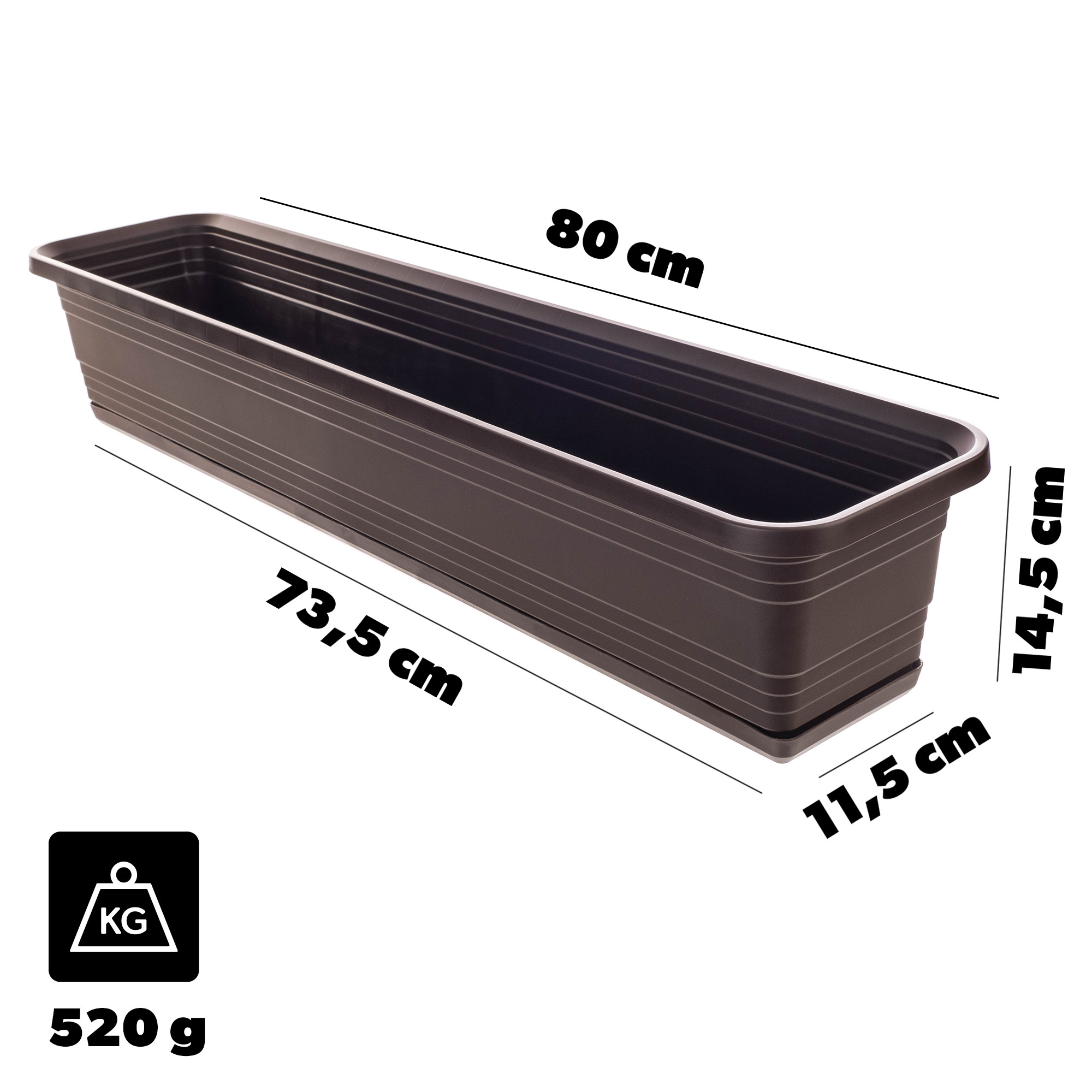 Skrzynka balkonowa z podstawką Paulin 80cm mokka