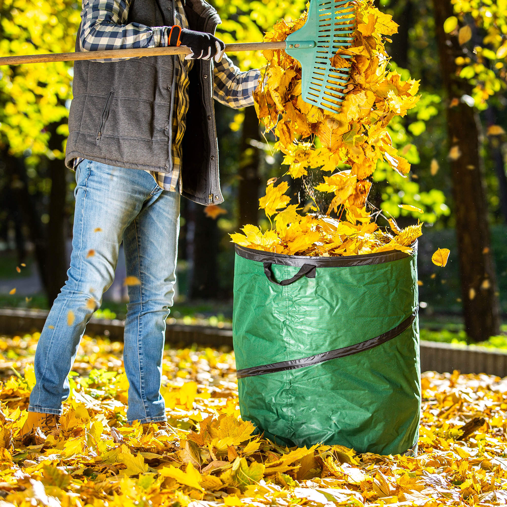 Składany kosz ogrodowy Vermenton 175L zielony