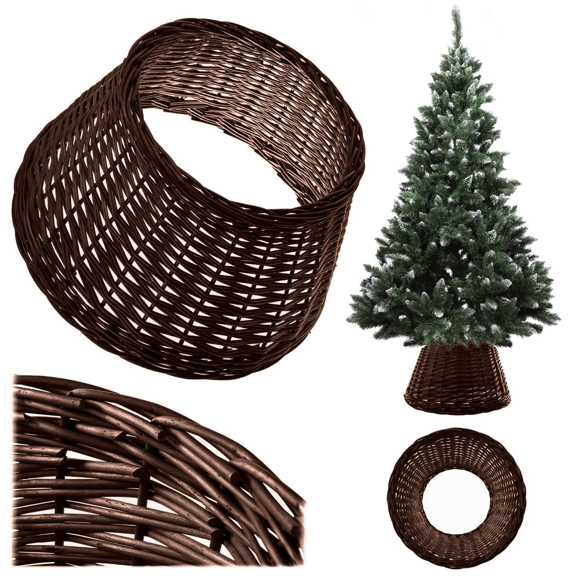 Osłona wiklinowa choinkowa naturalna Aliano 50cm ciemna
