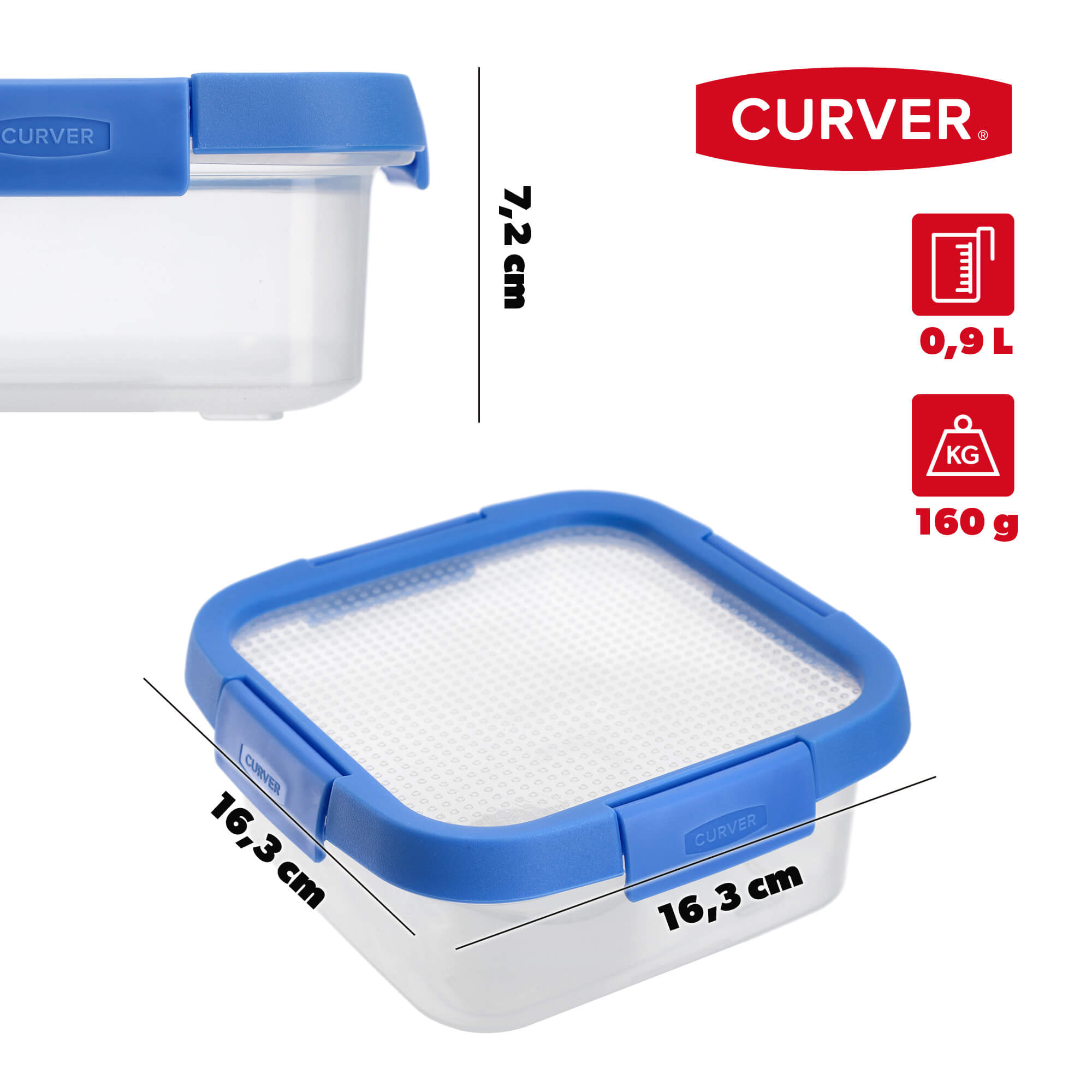 Pojemnik na żywność Curver Smart Flexi 0.9L, niebieski