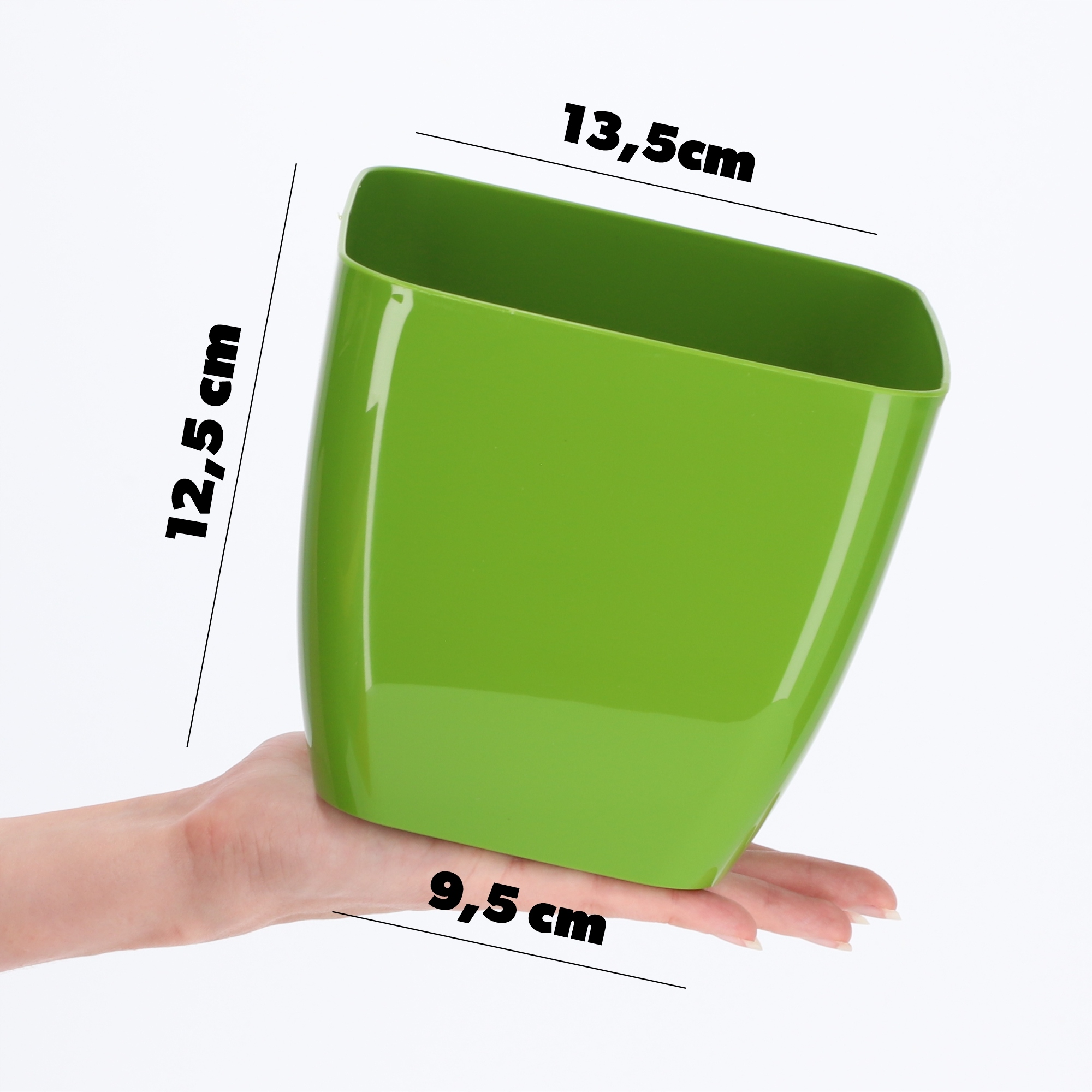 Doniczka kwadratowa Borgo 14 cm, zielona