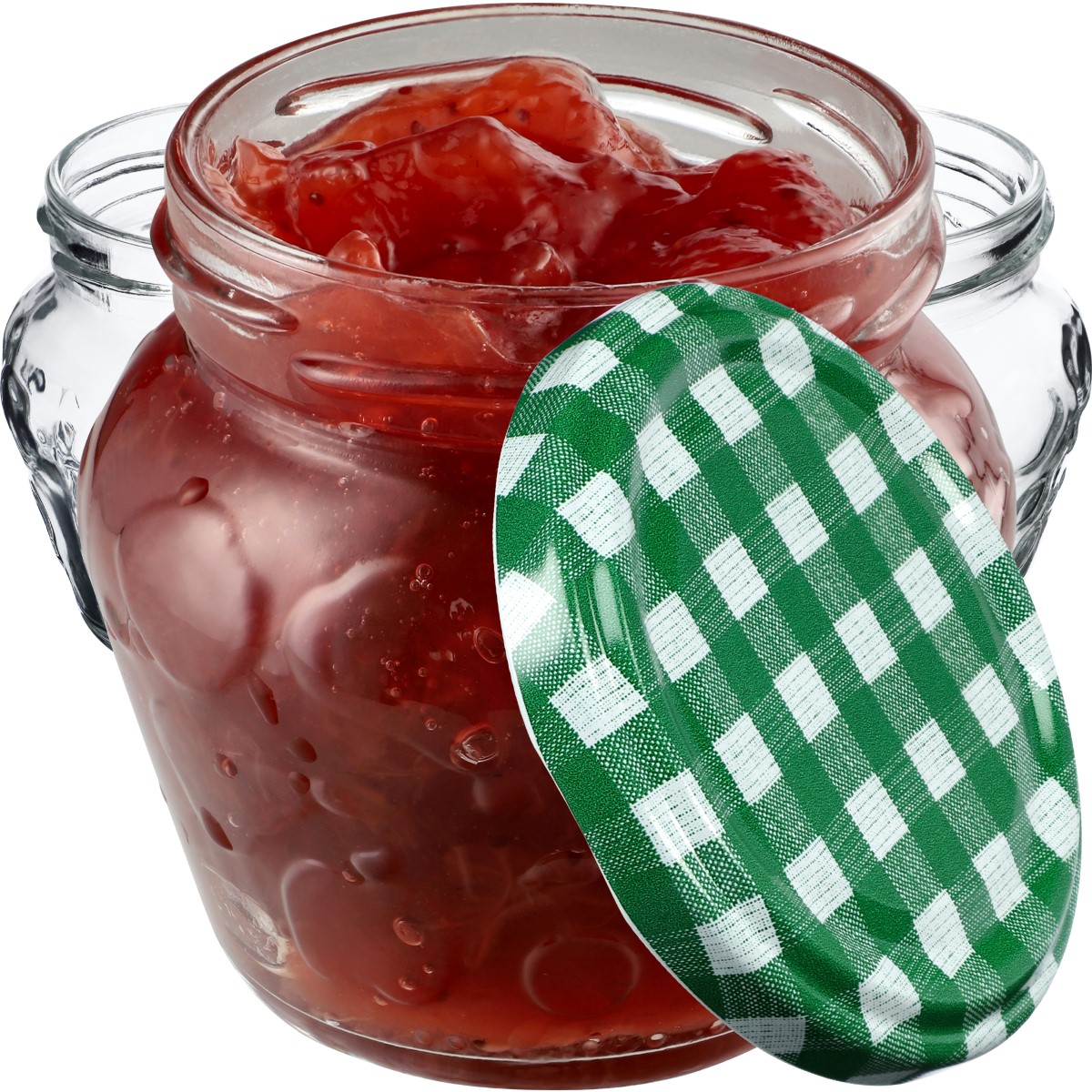 Słoiki Kemi 200ml 10szt 66mm + wieczka "Zielona Krata"