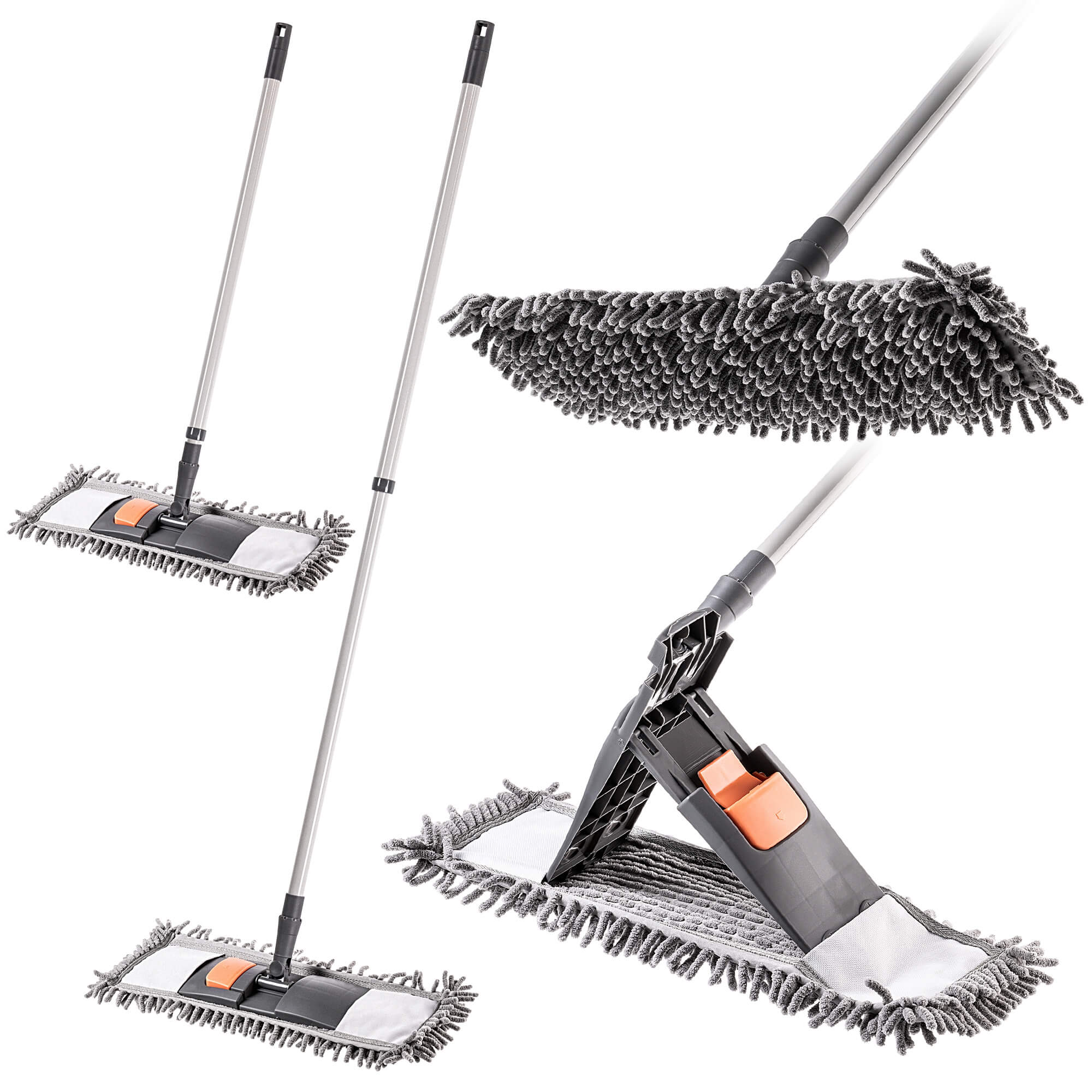 Mop płaski z mikrofibry Vaux 120 cm szary