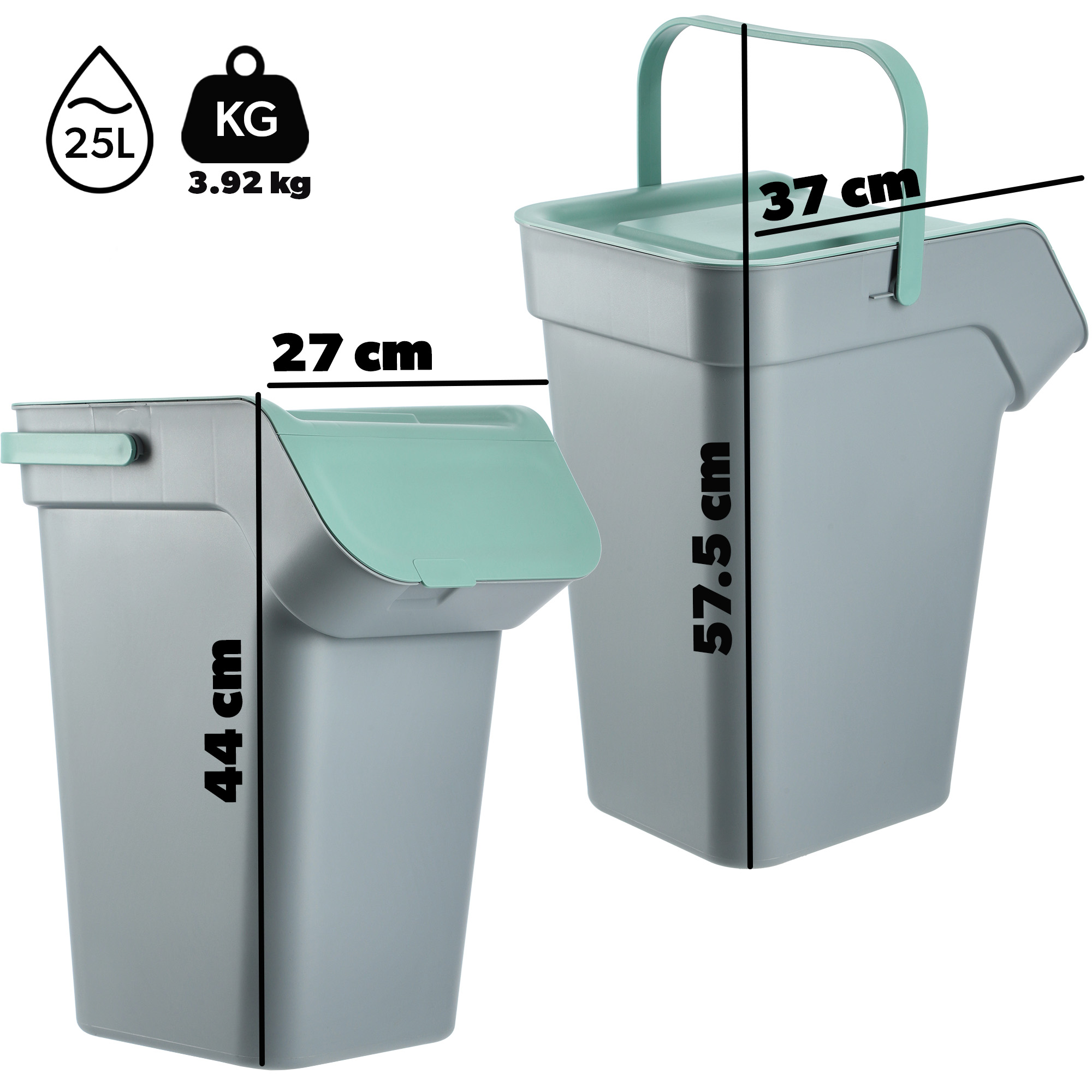 Zestaw koszy na śmieci Pagney 4x25L szary