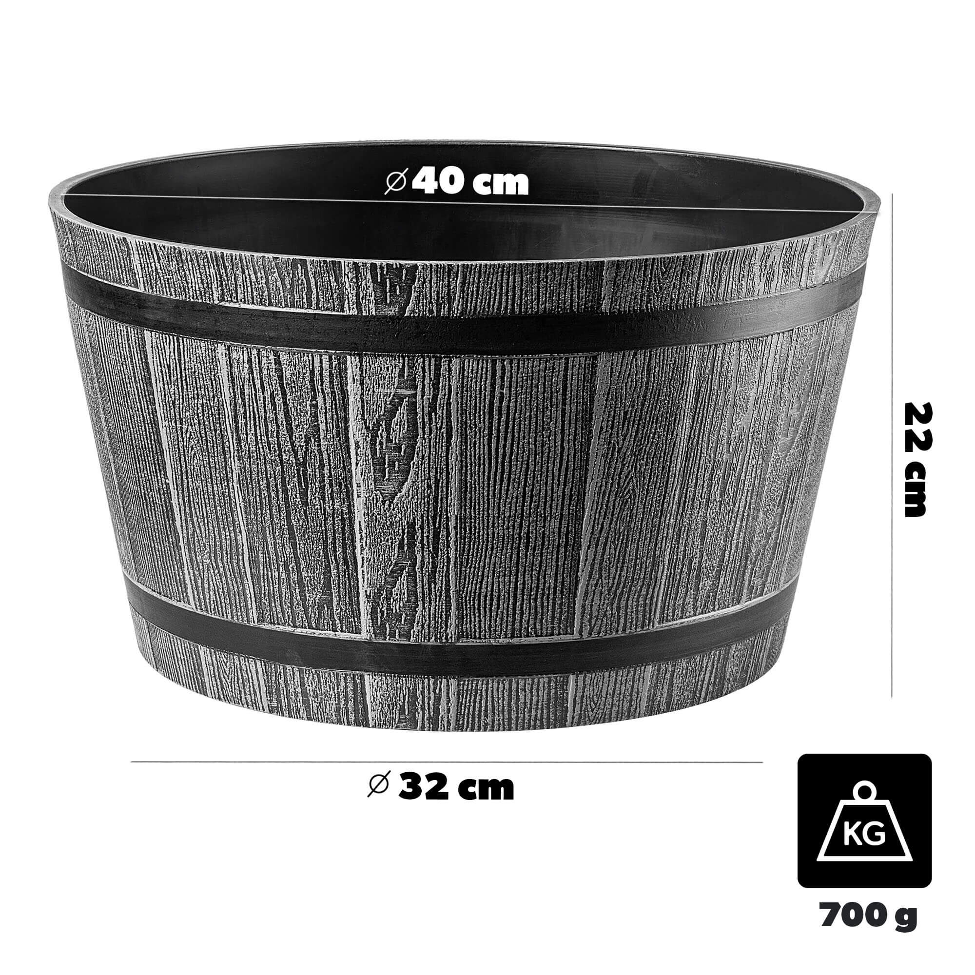 Donica na kwiaty Sori 40 cm, ciemny szary