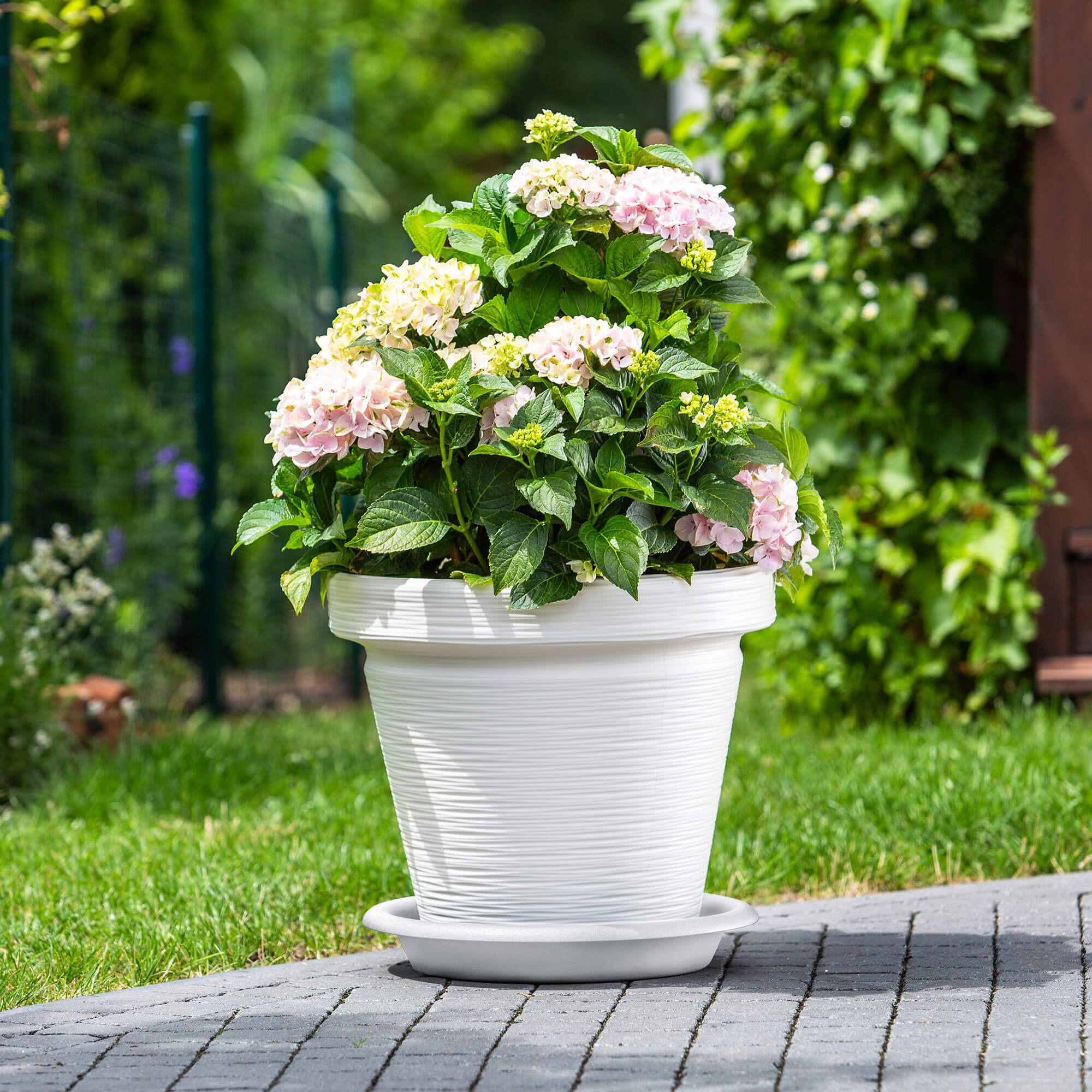 Donica z podstawką Cieza 39 cm, kremowa