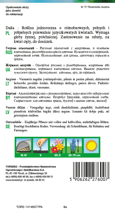 Dalia zmienna - Dahlia pinnata pełna i półpełna mieszanka 1g