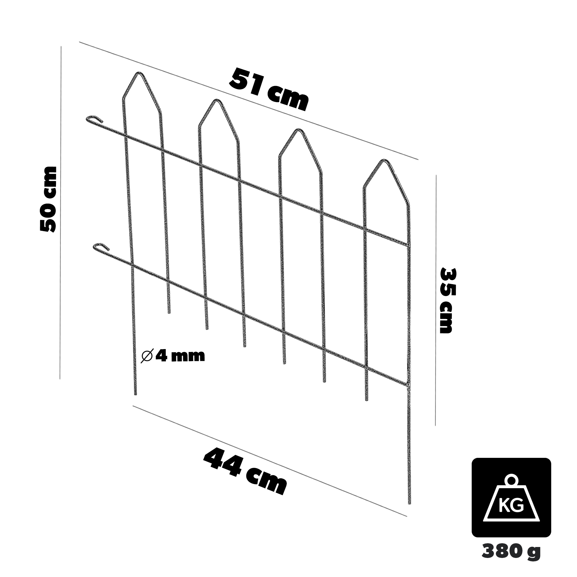 Płotek ogrodowy stalowy Linz 51cm