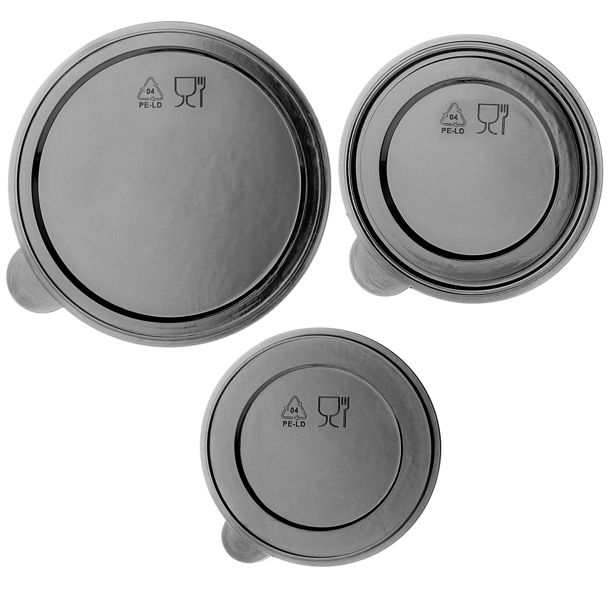 Zestaw pokrywek na puszki Oizon 100mm 84mm 73mm czarny 12 szt.