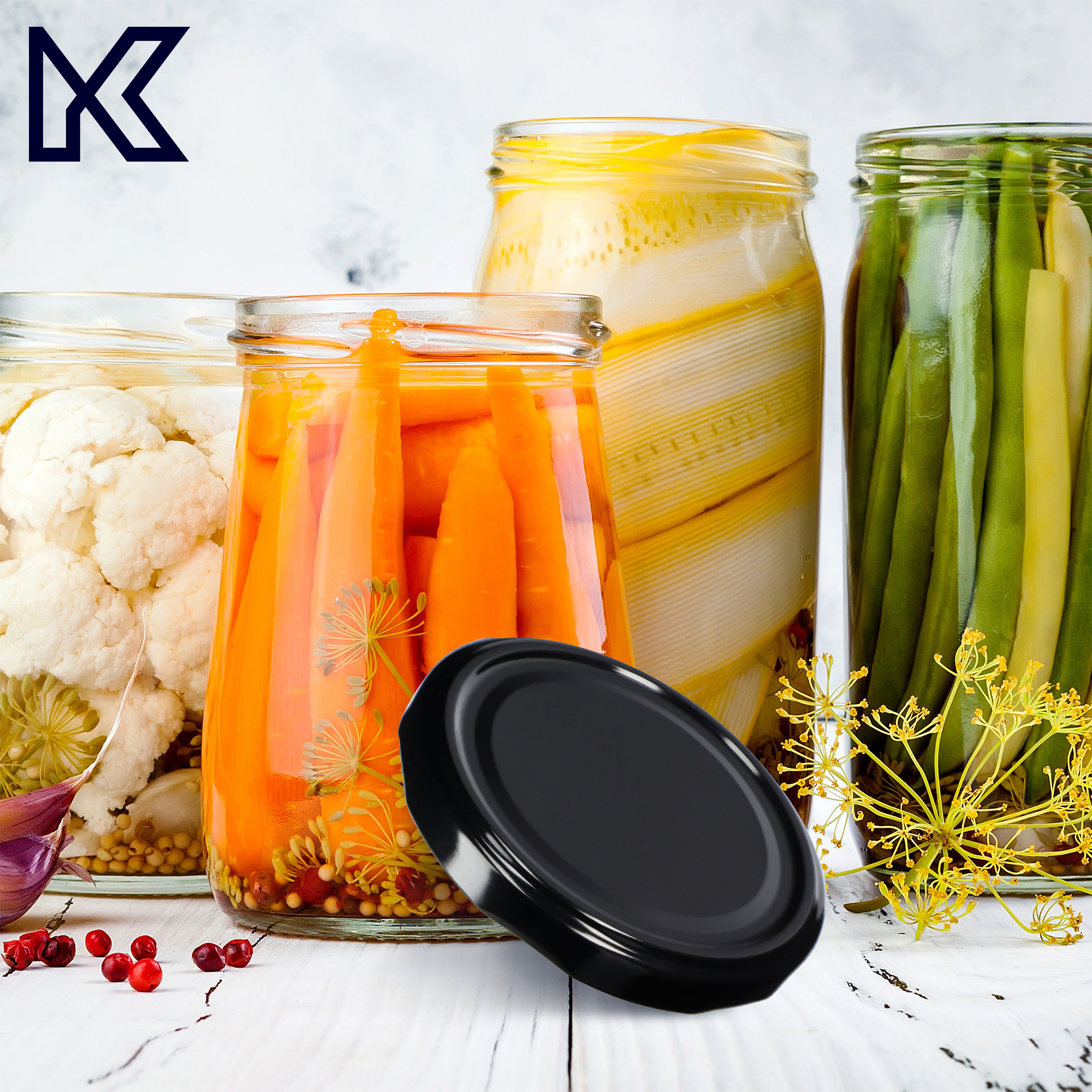 Metalowe wieczka do słoików Sturko 50szt fi 89mm czarne