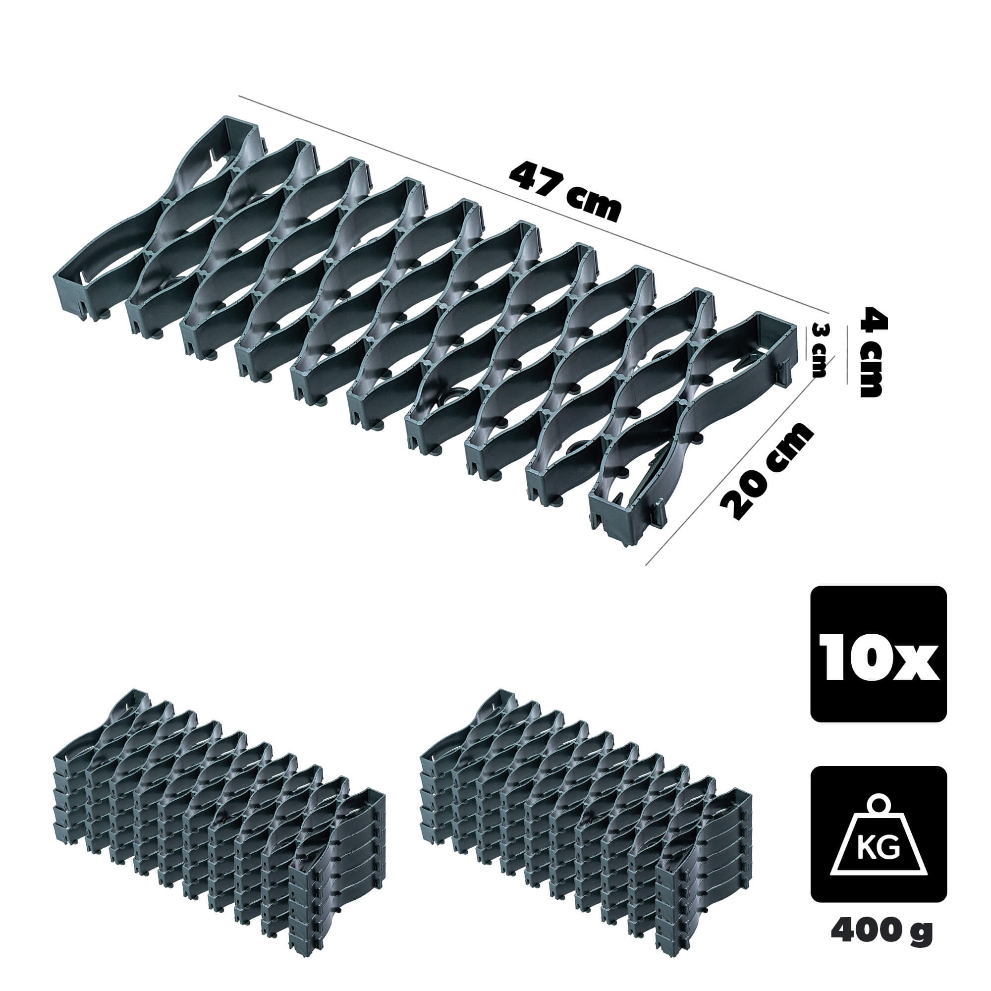 Kratka trawnikowa Montaron pod roboty koszące 47 x 20 cm zielona 10 szt.