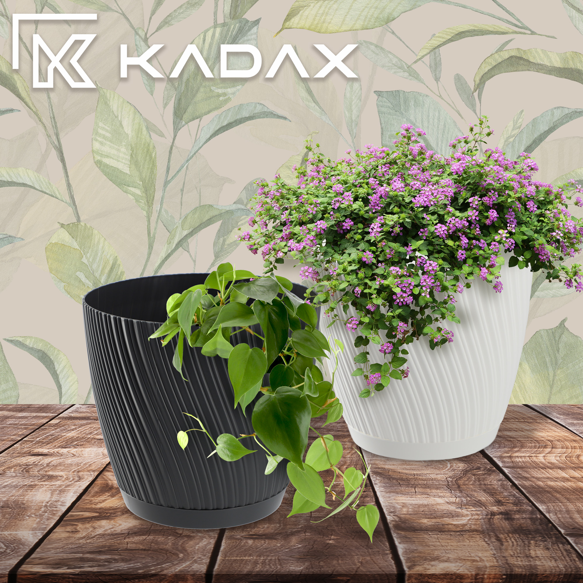 Doniczka z podstawką Tubas 19 cm, antracyt