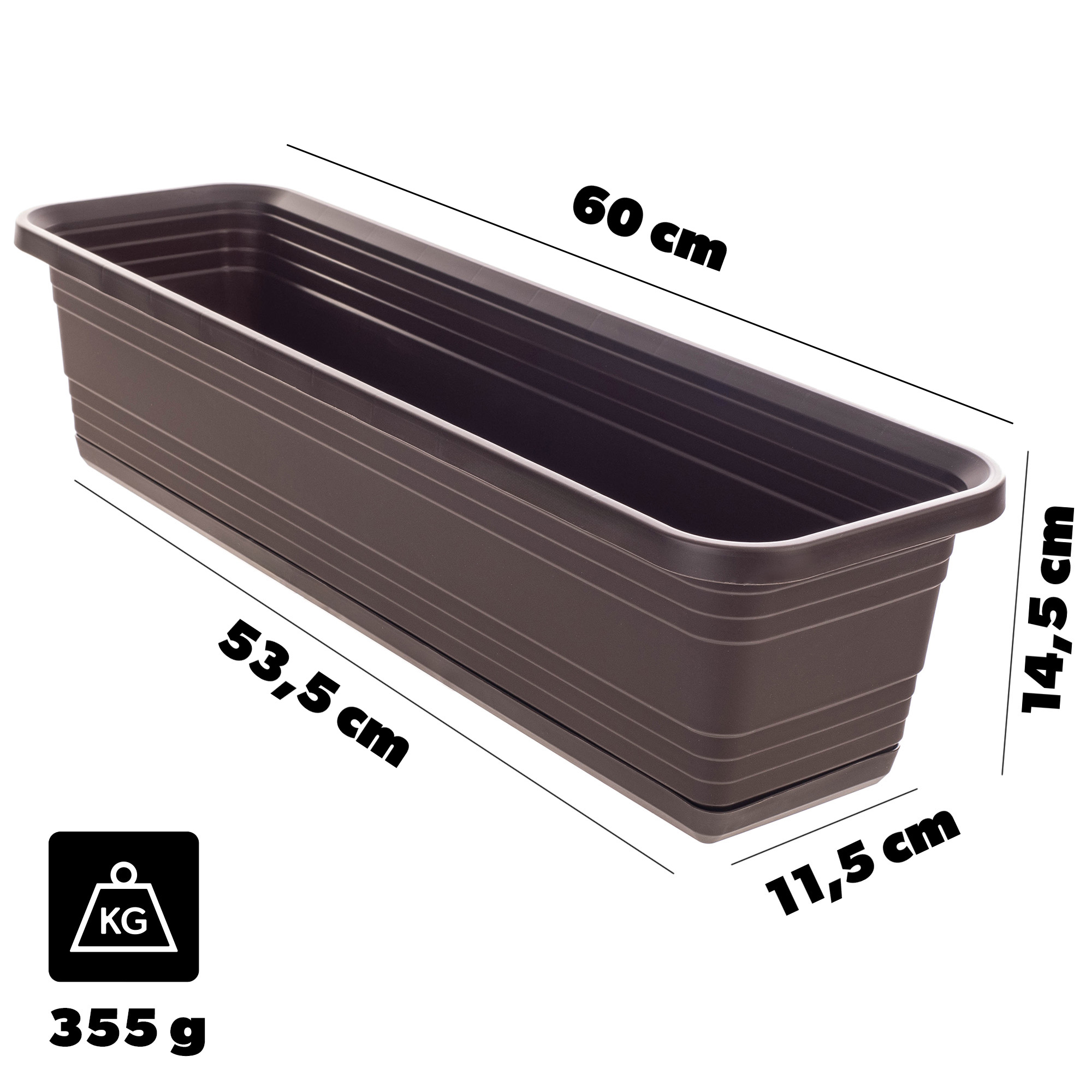 Skrzynka balkonowa z podstawką Paulin 60cm mokka