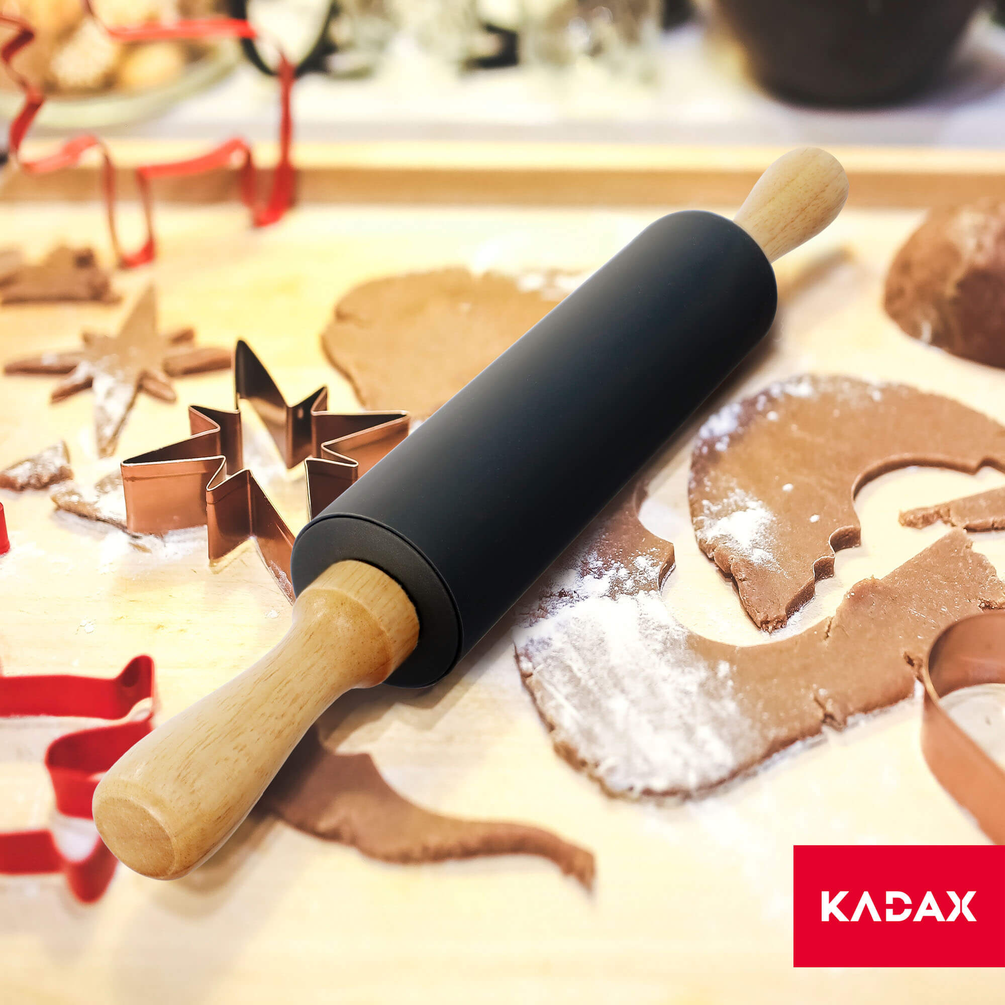 Silikonowy wałek do ciasta Pallud 40 cm, czarny