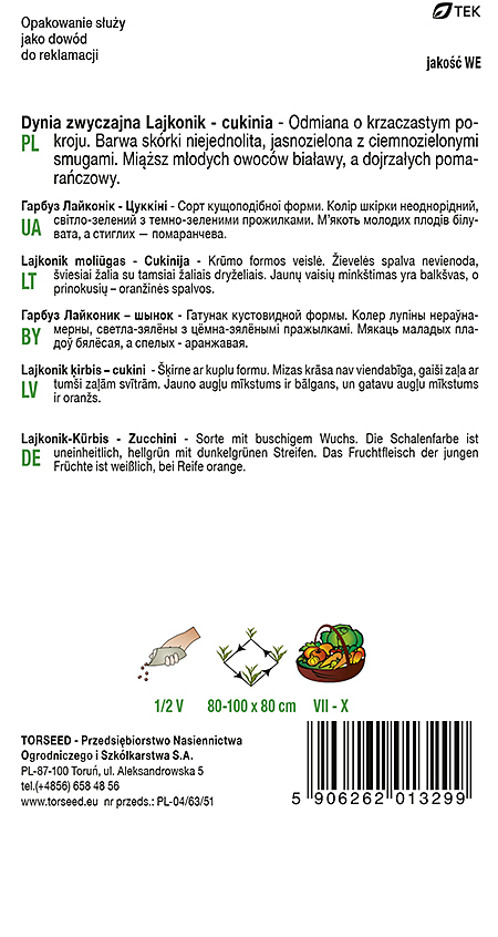 Dynia zwyczajna - Cukinia Lajkonik 2g