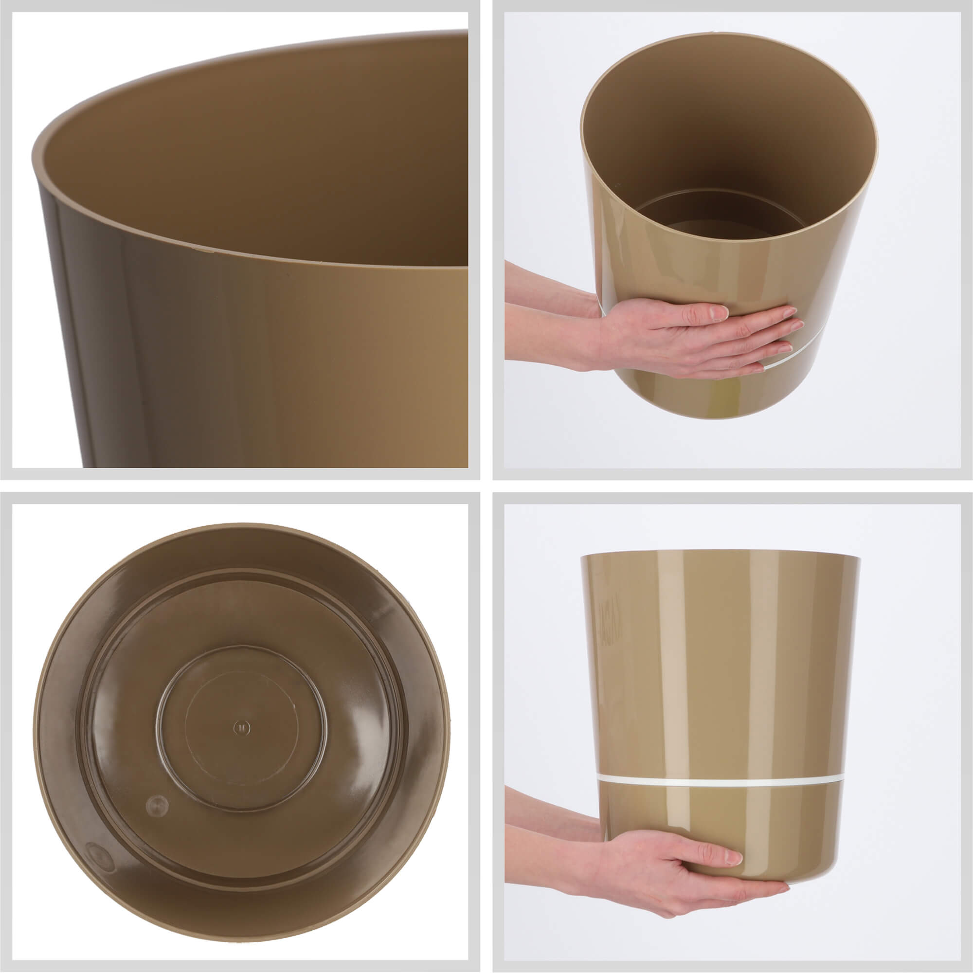 Doniczka na kwiaty okrągła Chisa 25 cm, beżowa