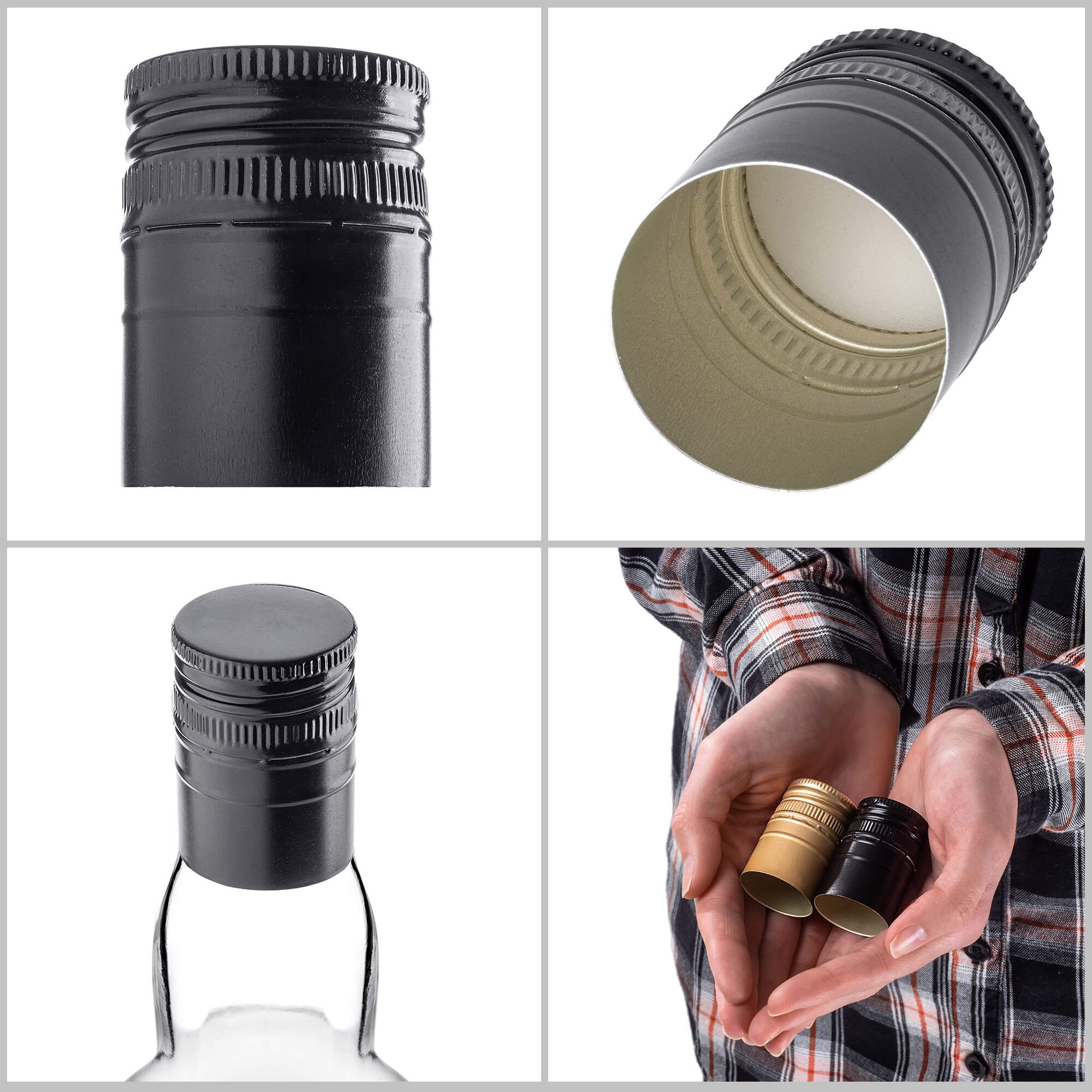 Aluminiowa zakrętka do butelek Annot fi 30mm długa czarna 100 szt.