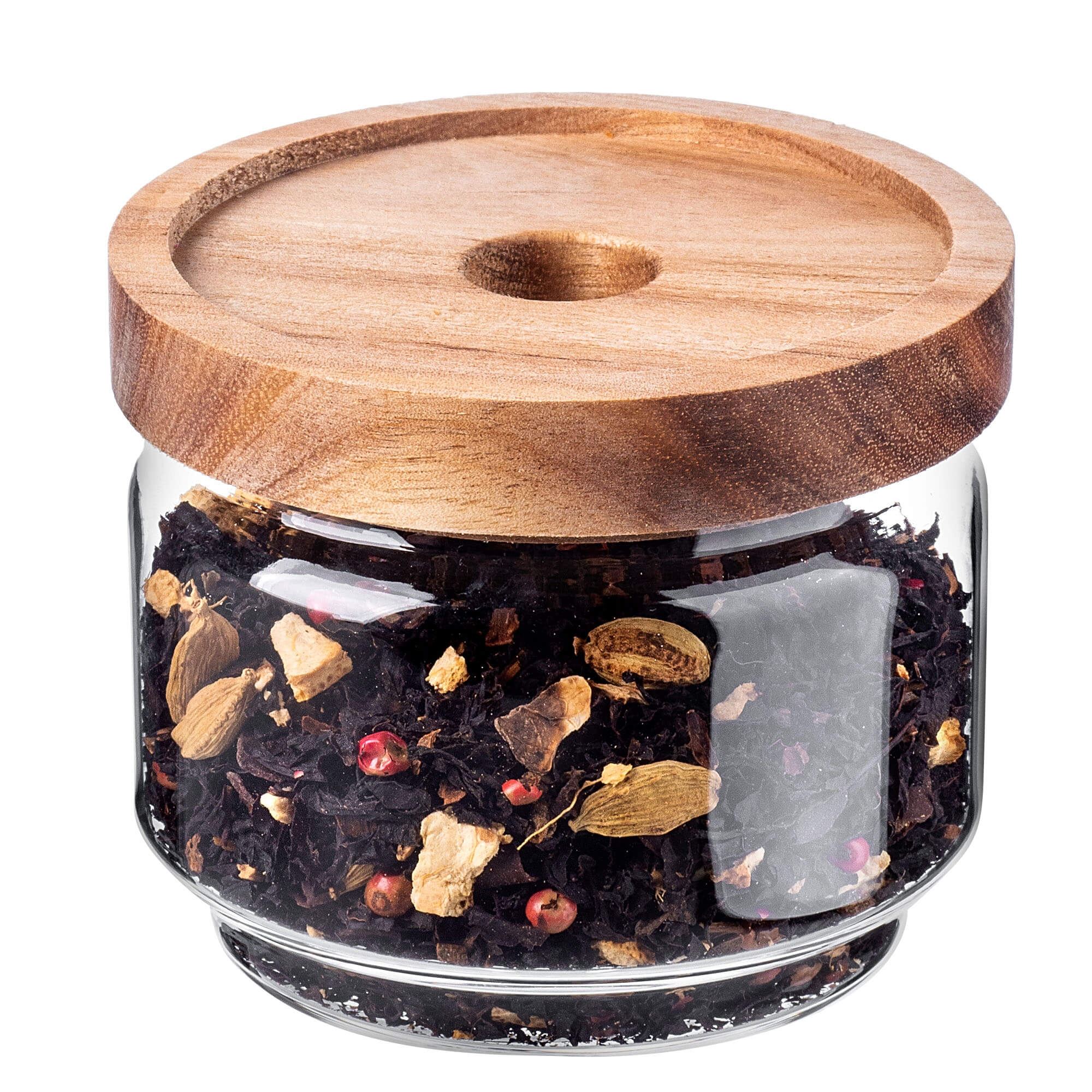 Pojemnik szklany na żywność Rucce z drewnianą pokrywką 250ml