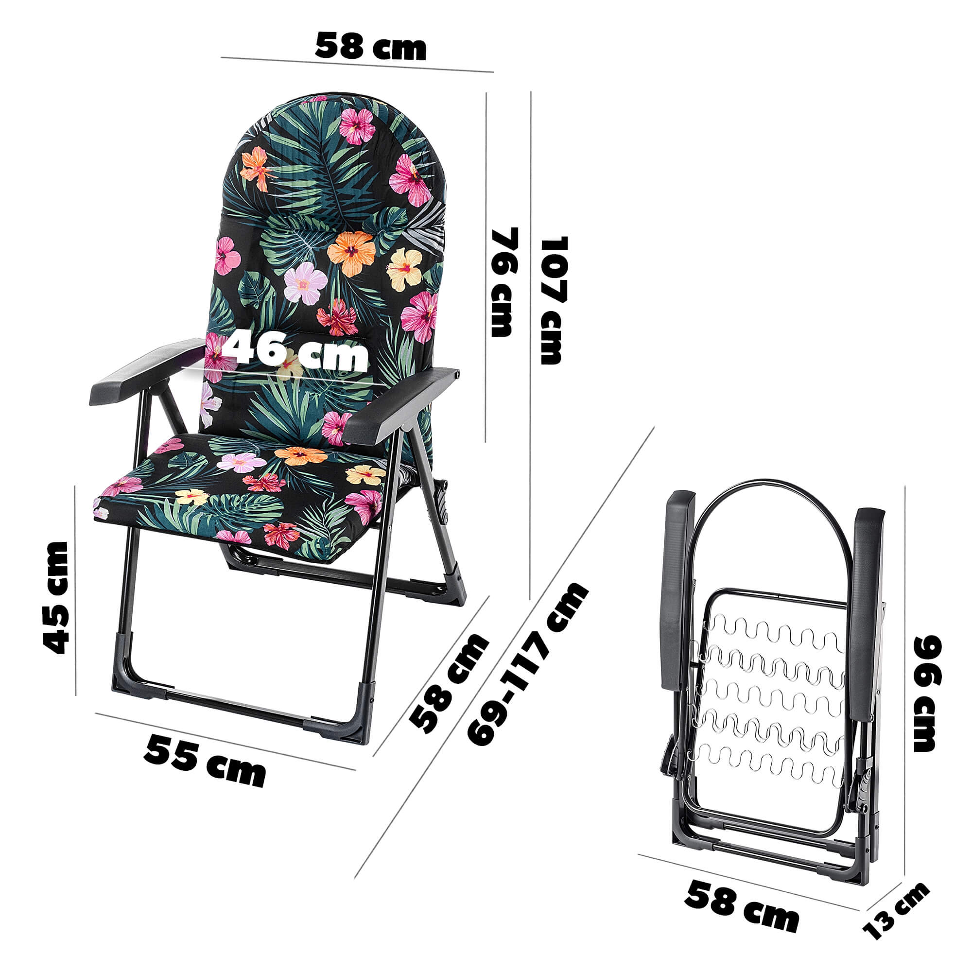 Leżak ogrodowy Soller 116 x 70 cm "Zielone kwiaty"