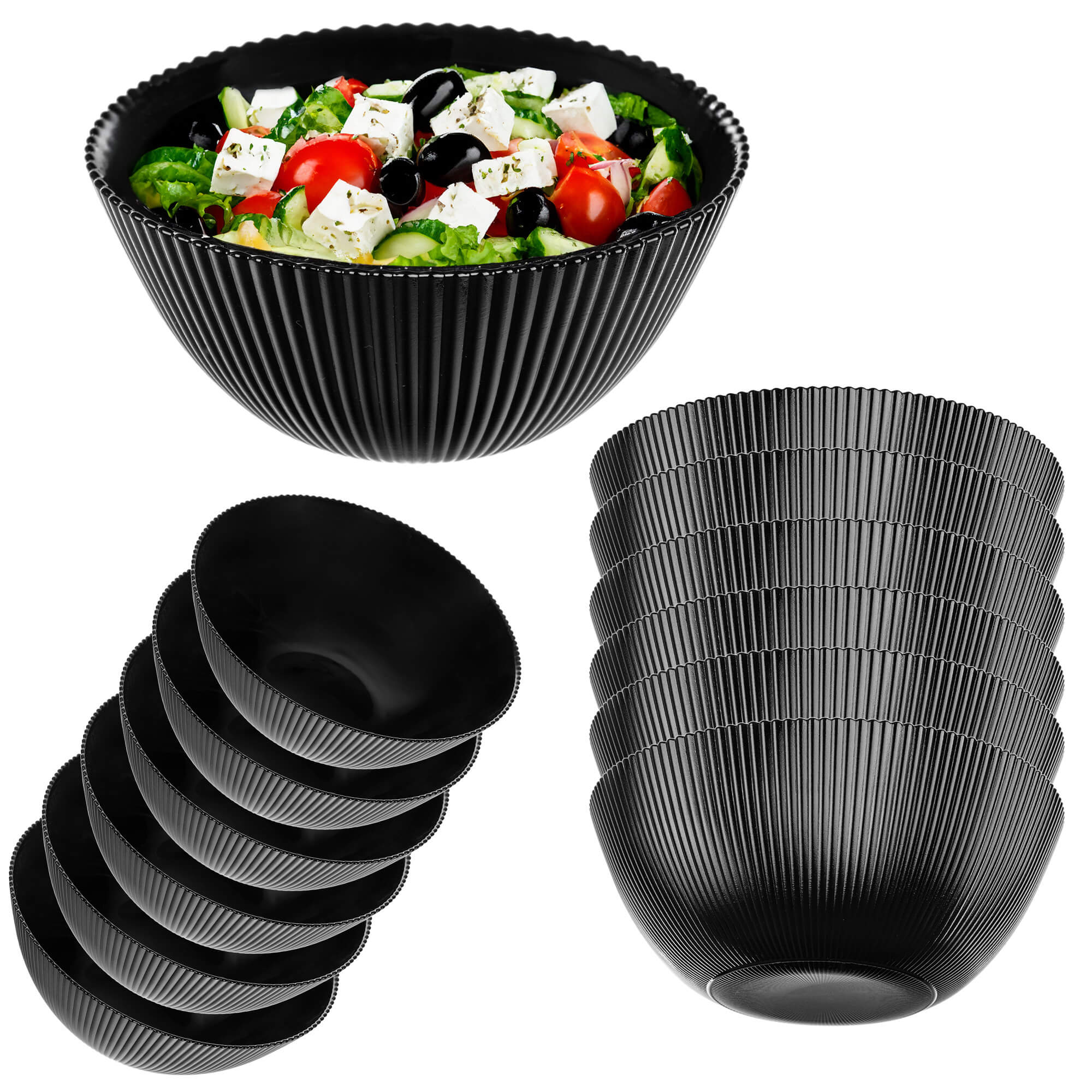 Salaterka szklana Regno 20.3 cm czarna 6 szt.