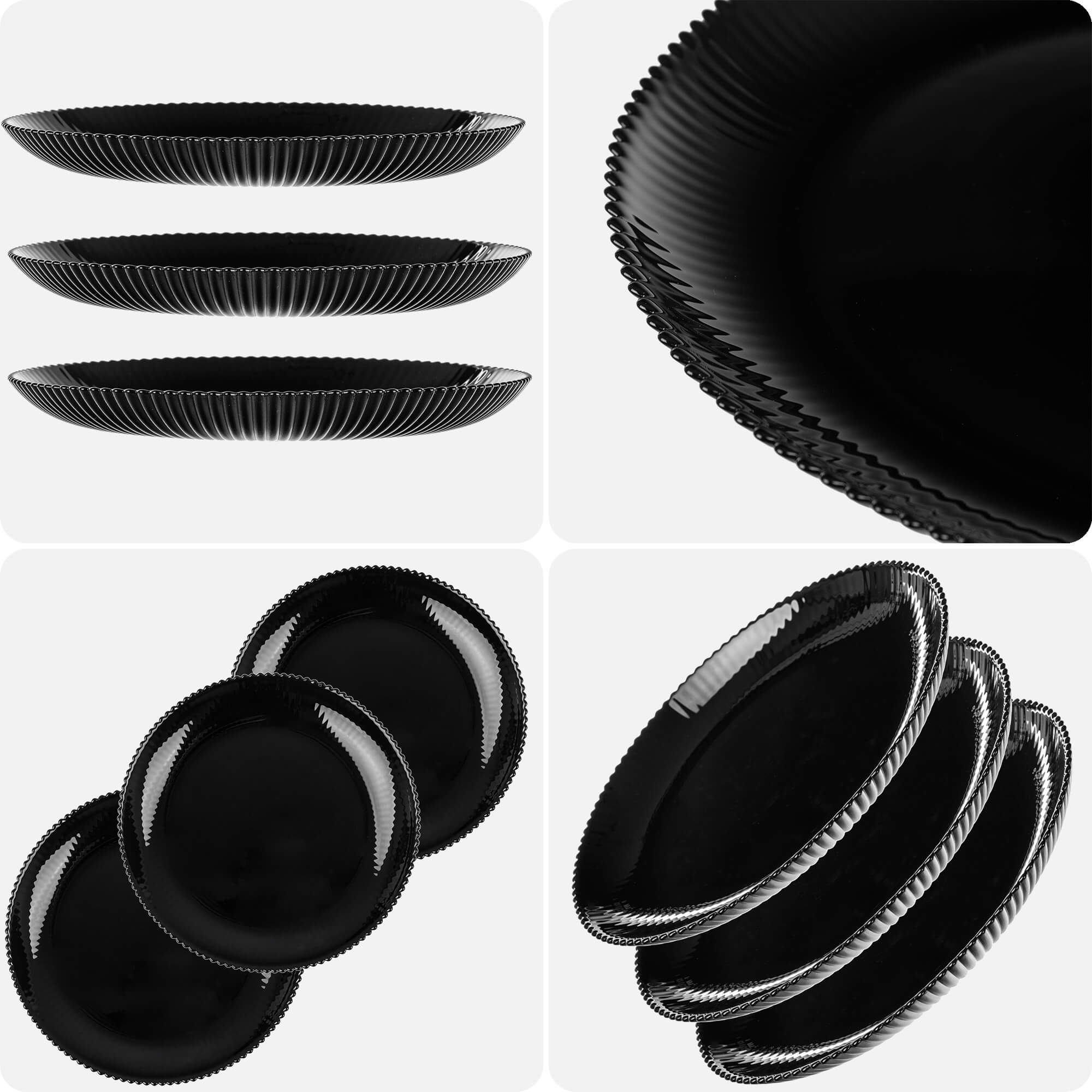 Talerz deserowy Regno 19 cm czarny 3 szt.