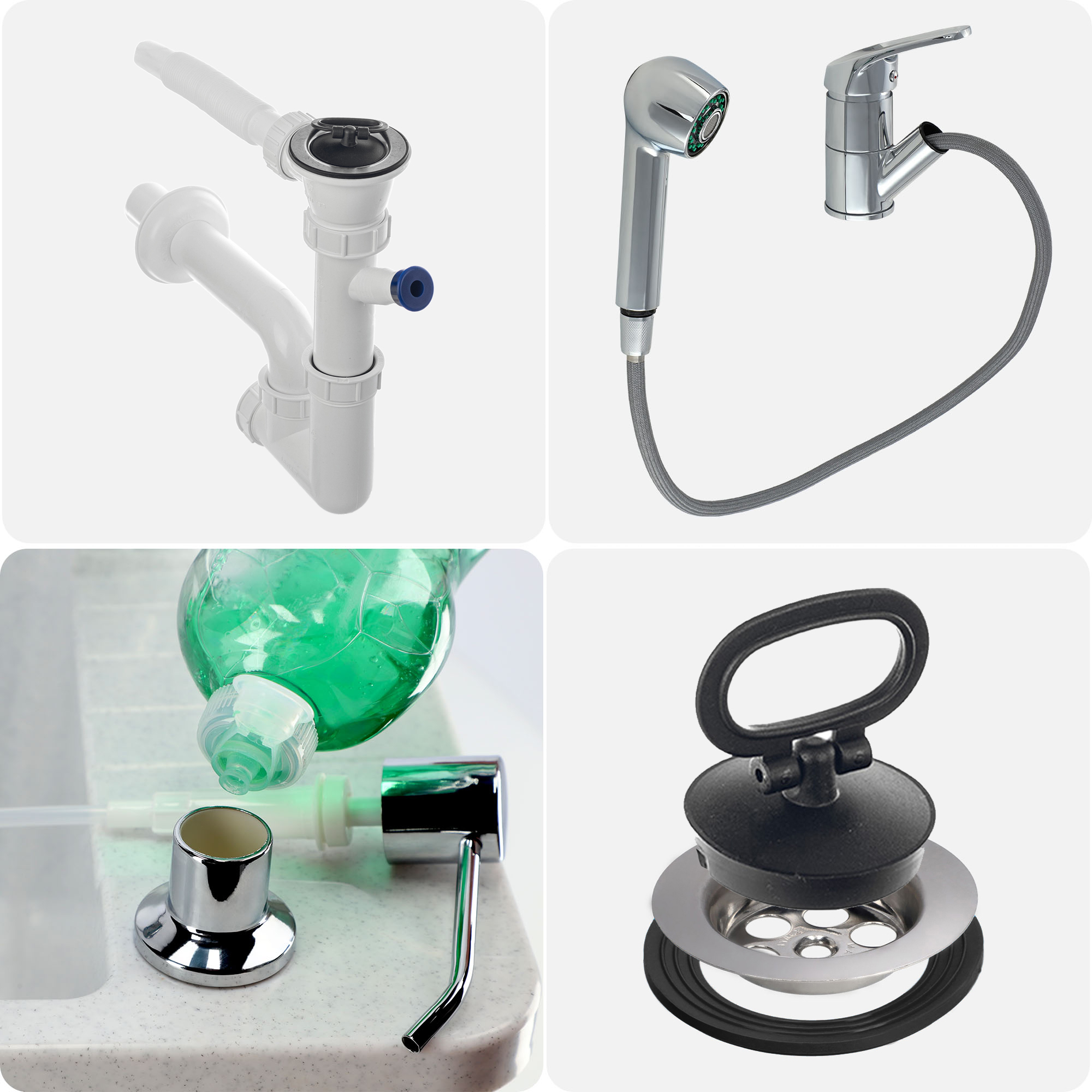 Zlew gospodarczy z baterią i dozownikiem Gospo, biały