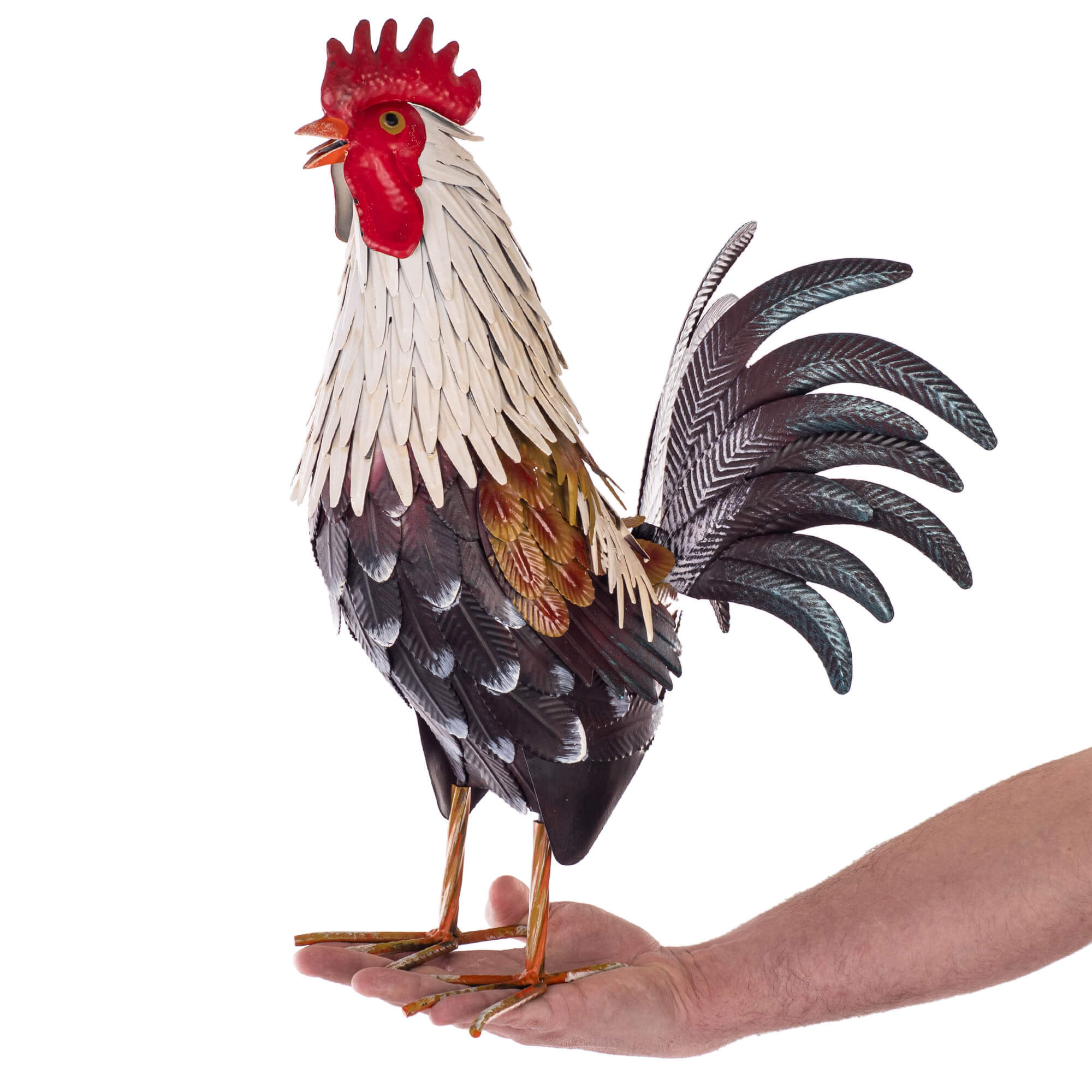Figura ogrodowa Esson kogut czarno-biały stalowa 47 cm