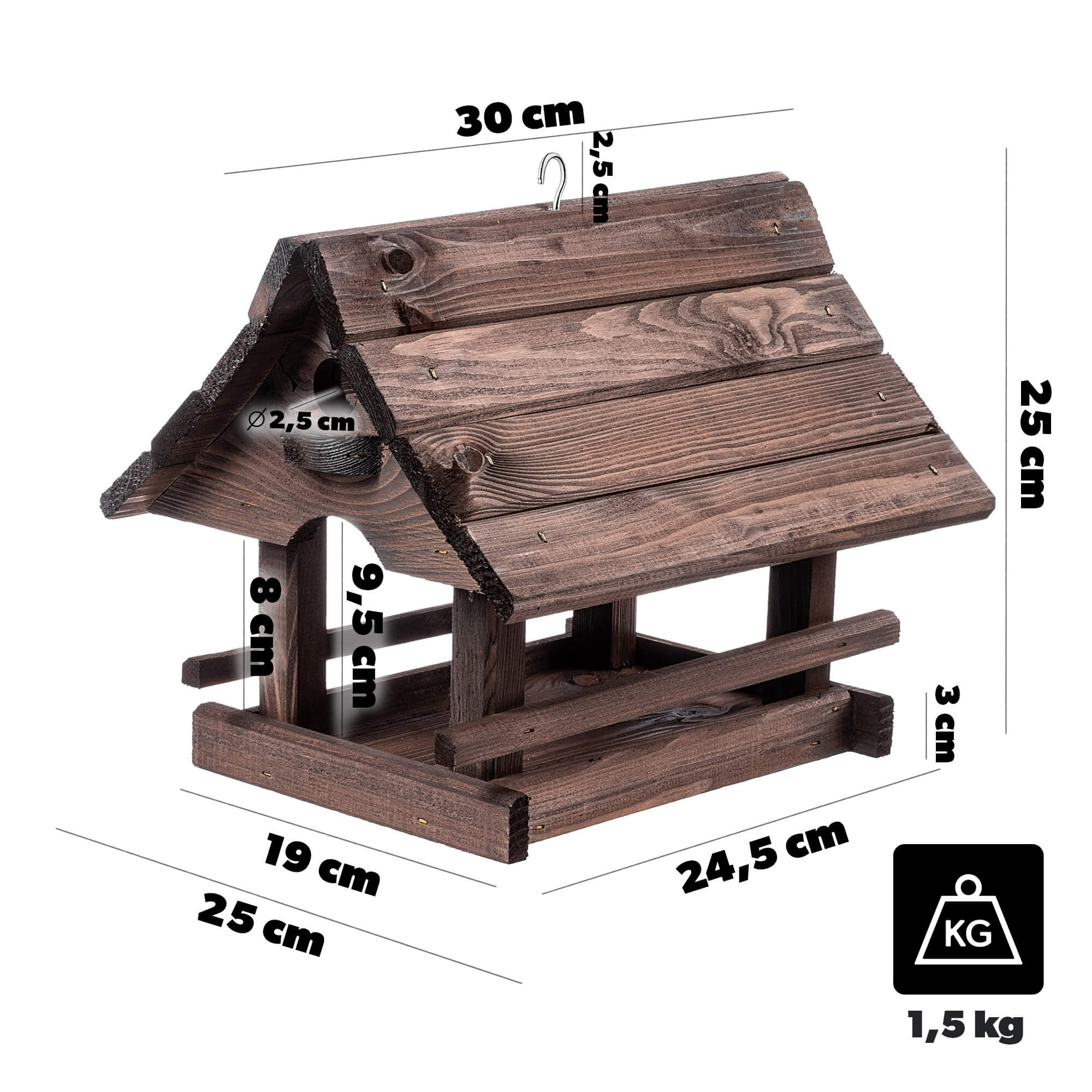 Karmnik dla ptaków Arbis domek 30 x 25 cm brązowy