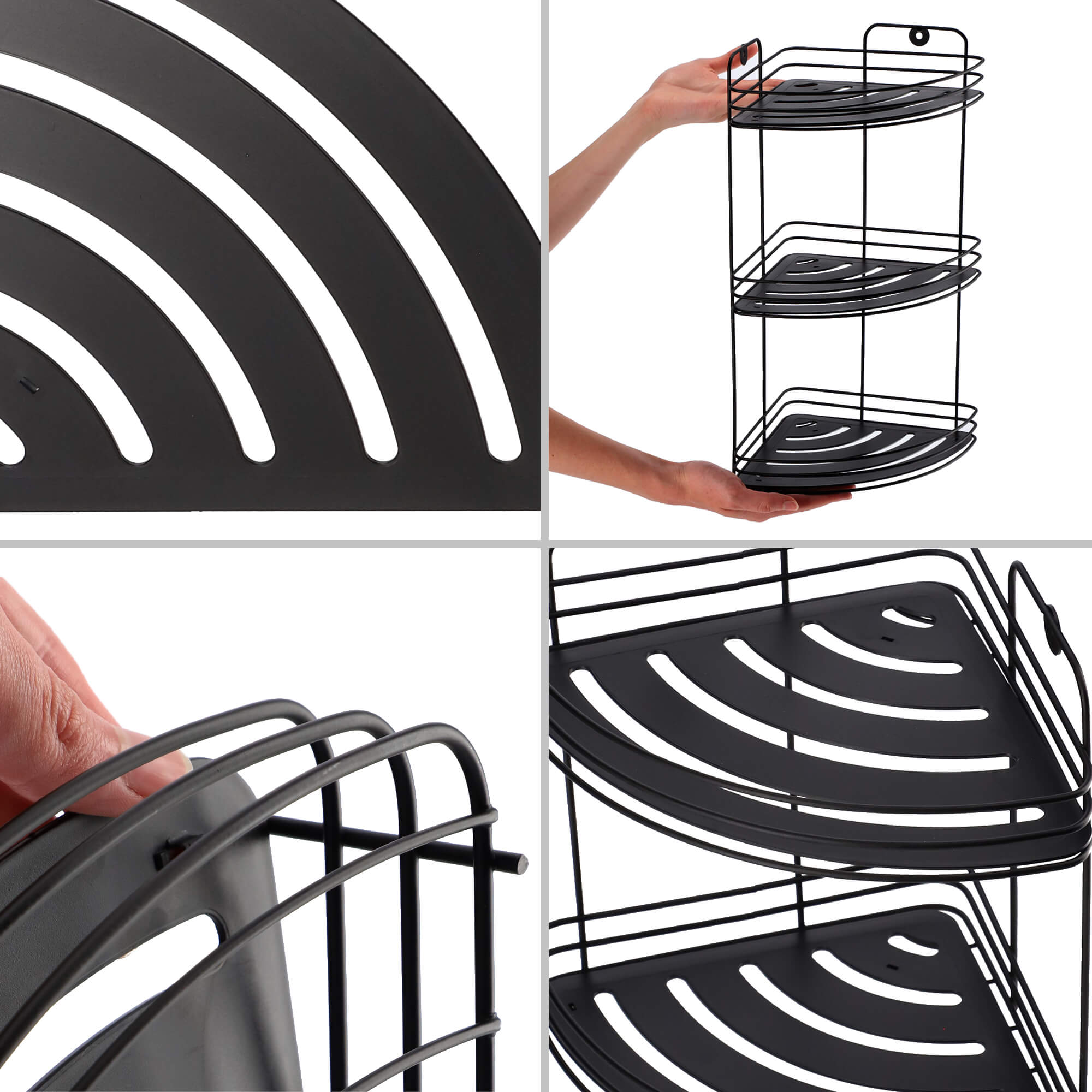 Półka łazienkowa narożna 40 x 20 cm, 3-poziomowa