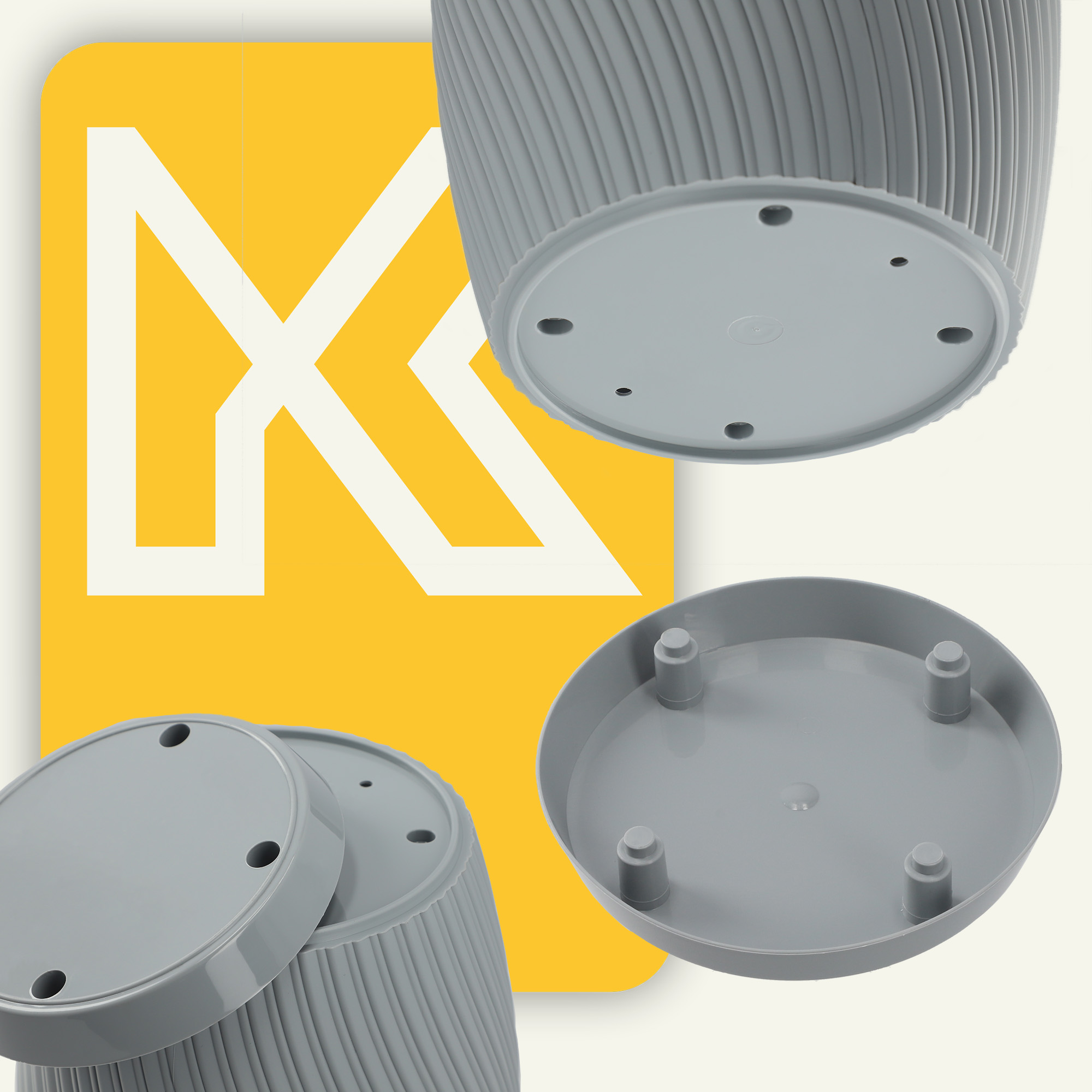 Doniczka z podstawką Tubas 15 cm, platyna